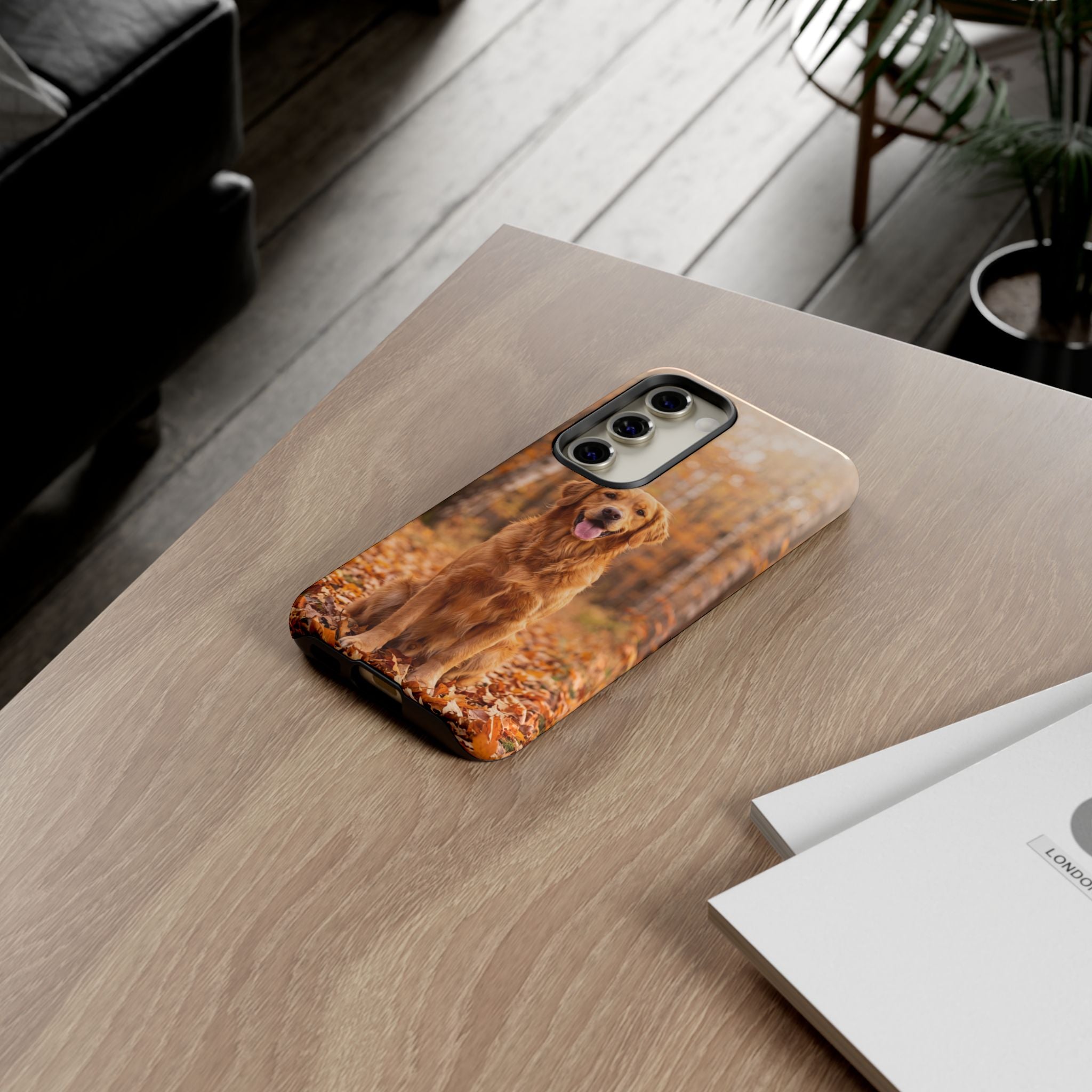 Golden Retriever Autumn Forest Phone Case | Happy Dog in Fall Foliage | Samsung & iPhone