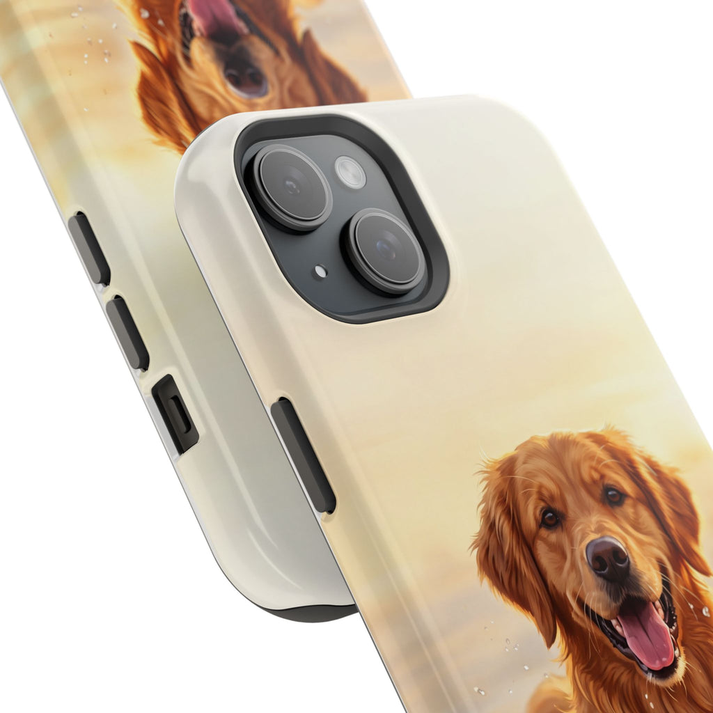 Beach Golden Retriever Phone Case — Impact-Resistant Wireless Charging Cover