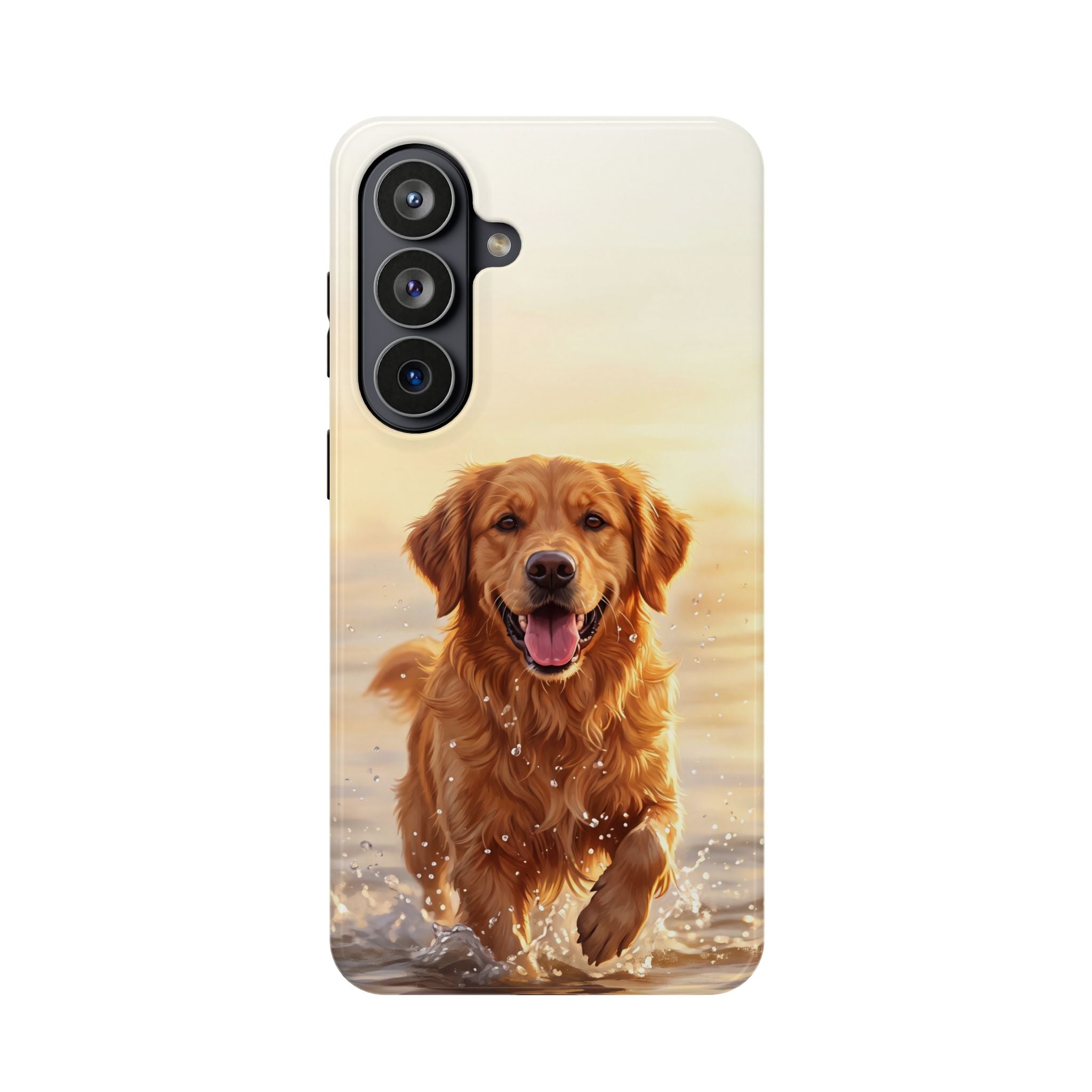 Beach Golden Retriever Phone Case — Impact-Resistant Wireless Charging Cover