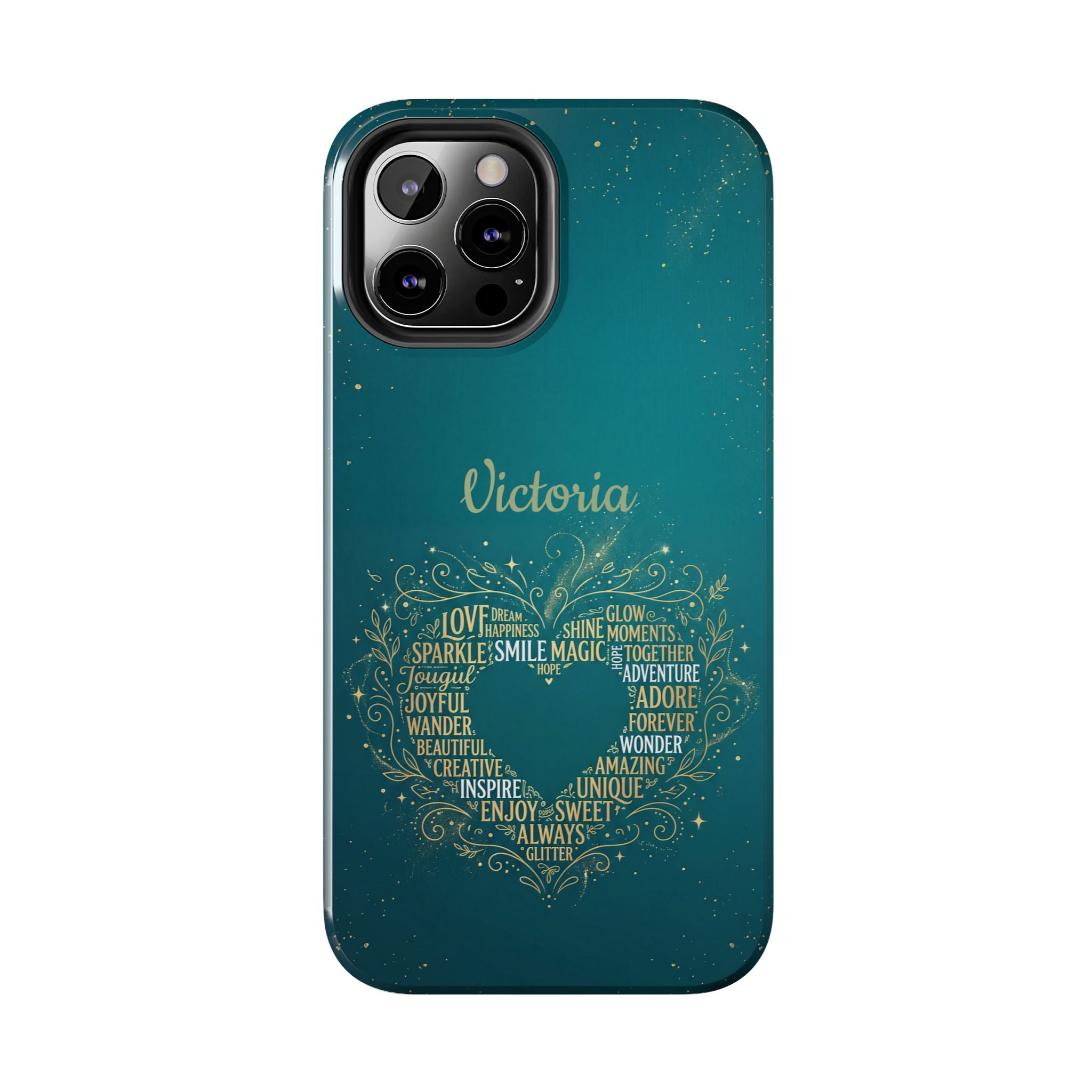 Personalized Teacher Phone Case — Custom Name Heart Word Art Design