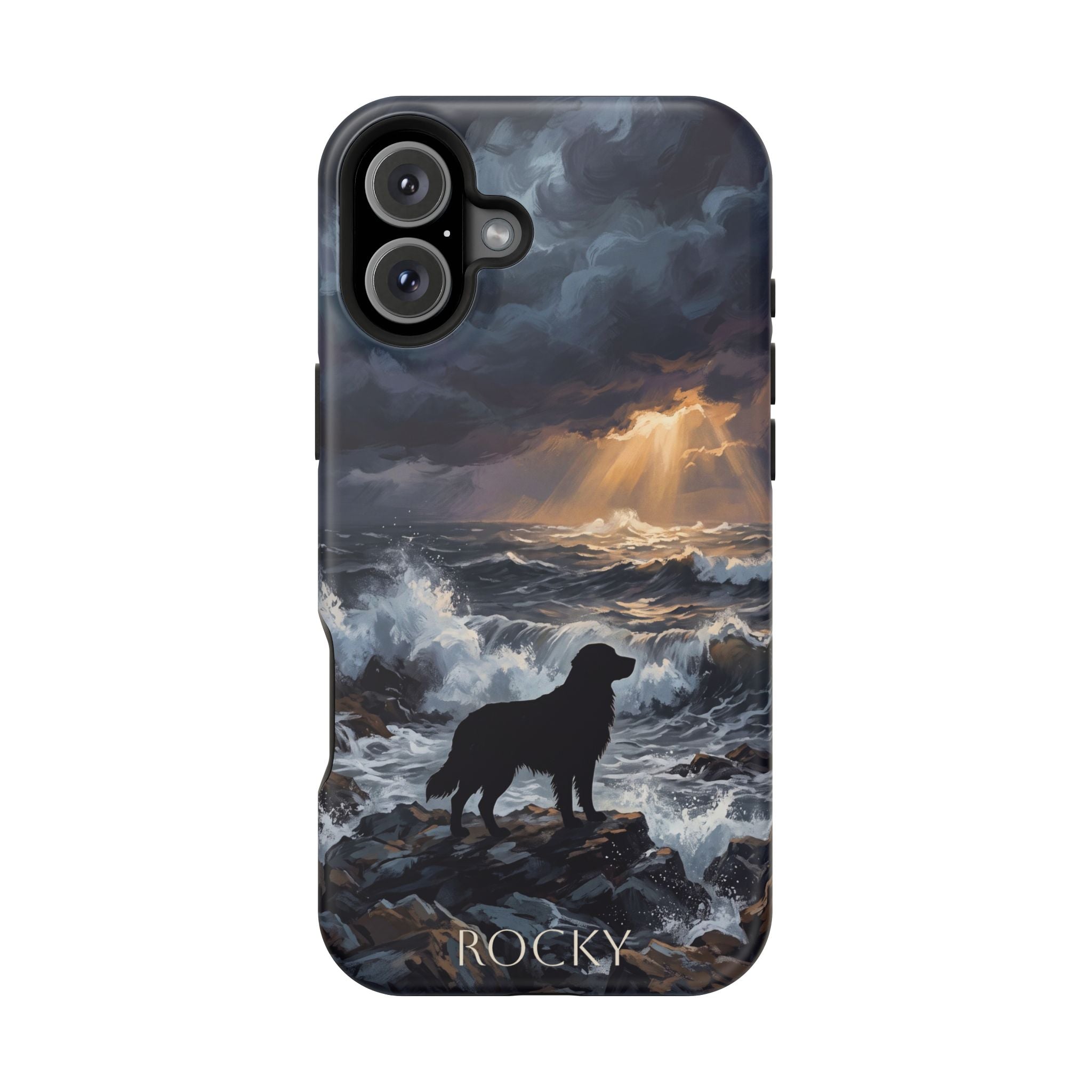 Personalized Golden Retriever Stormy Sea Phone Case — Wireless Charging Cover