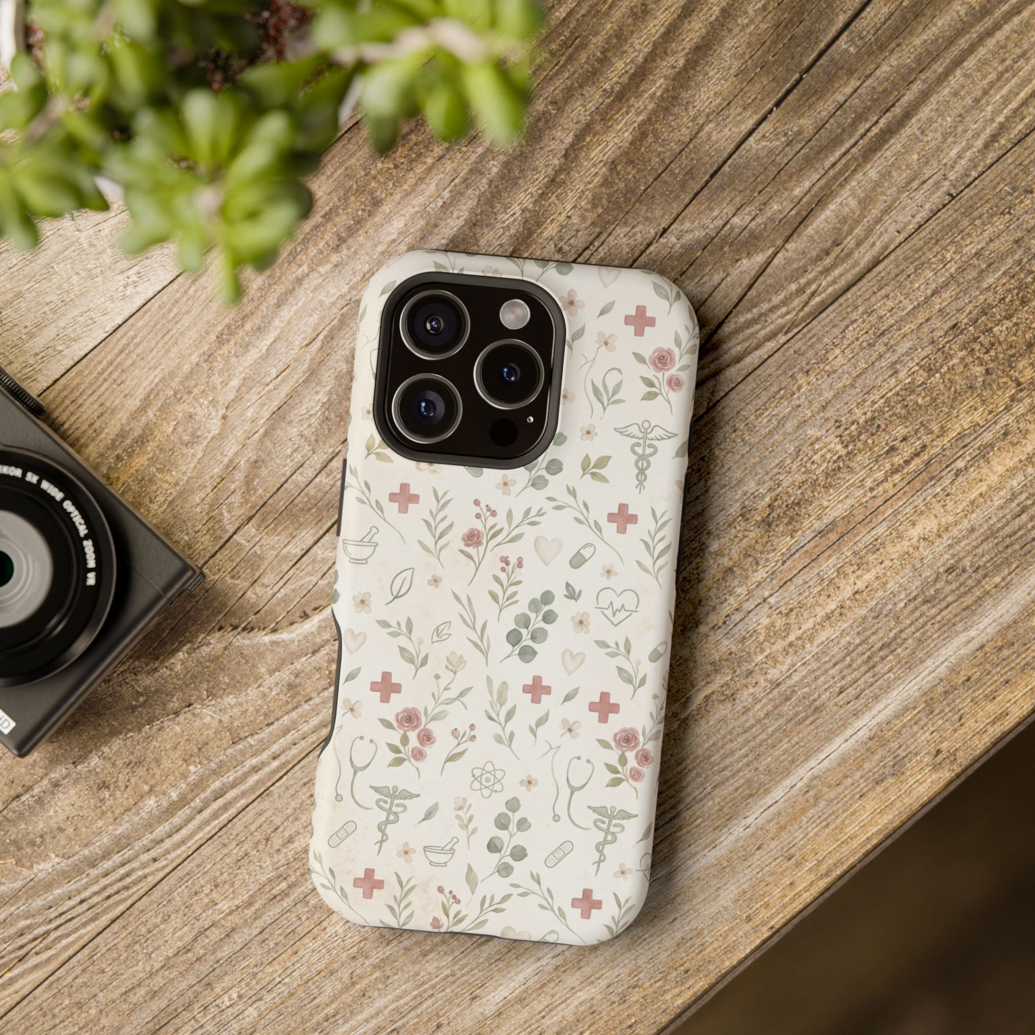 Floral Nurse Phone Case — Impact-Resistant Wireless Charging Cover