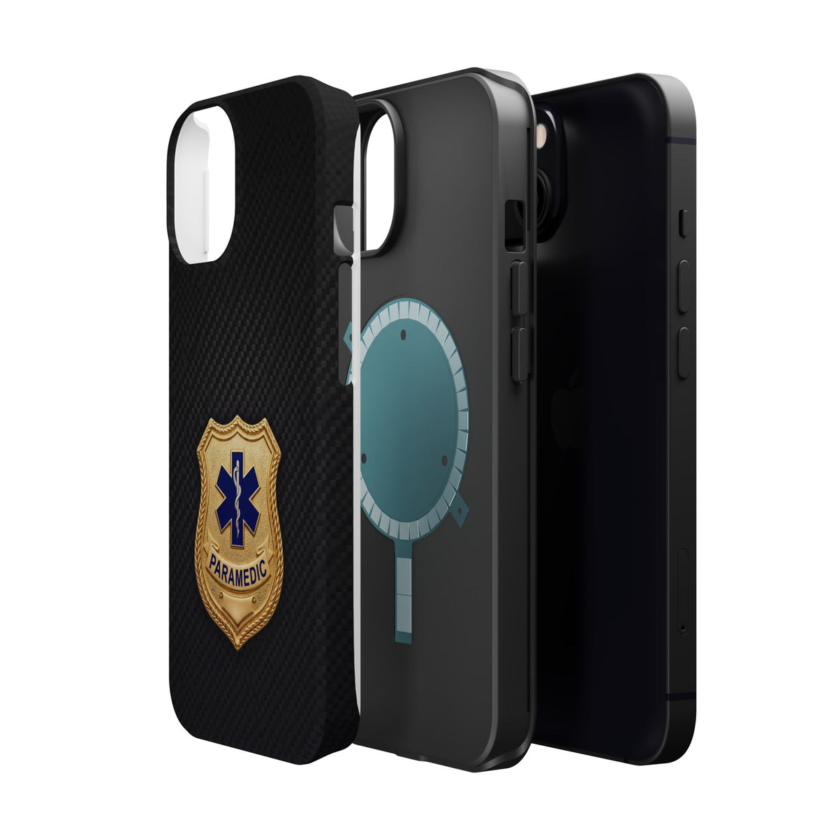 Gold Paramedic Badge Black Phone Case — Magnetic Wireless Charging Cover