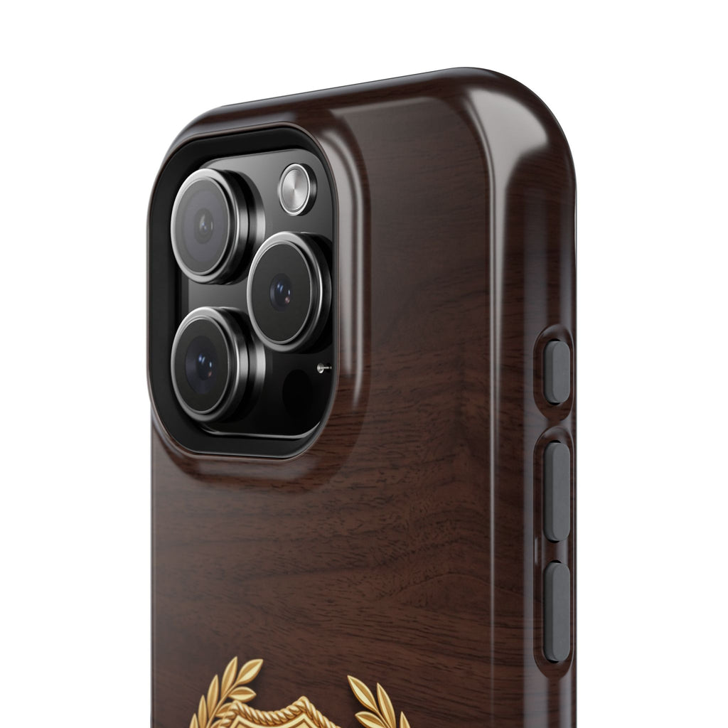 Gold Paramedic Laurel Badge Wood Phone Case — Magnetic Wireless Charging Cover