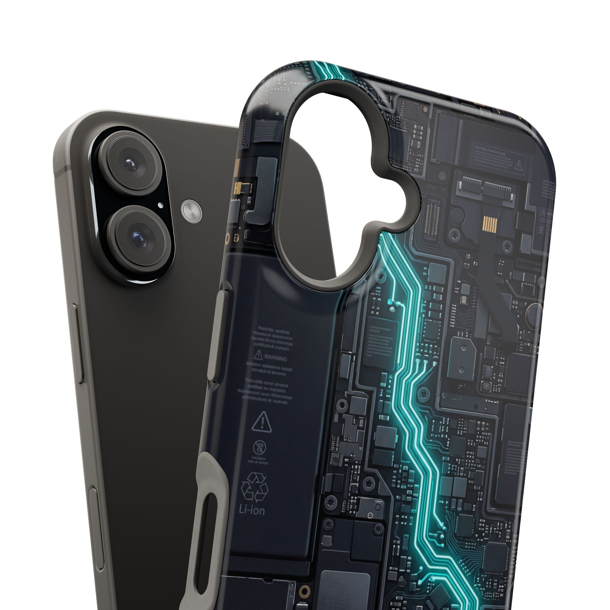 Cyan Bolt Electrician Phone Case — Electric Circuit Wireless Charging Cover