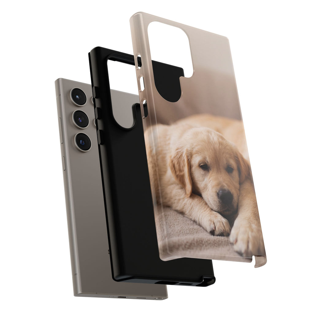 Sleepy Golden Retriever Puppy Phone Case | Cozy Cuddly Puppy Portrait | Samsung & iPhone