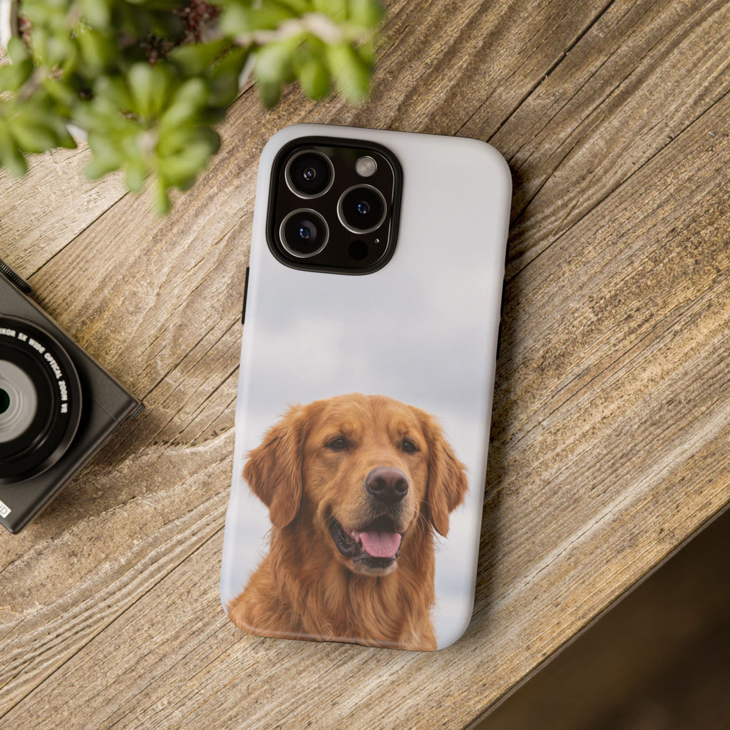 Golden Retriever Portrait Phone Case | Happy Dog Photo on Soft Sky Background | Samsung & iPhone