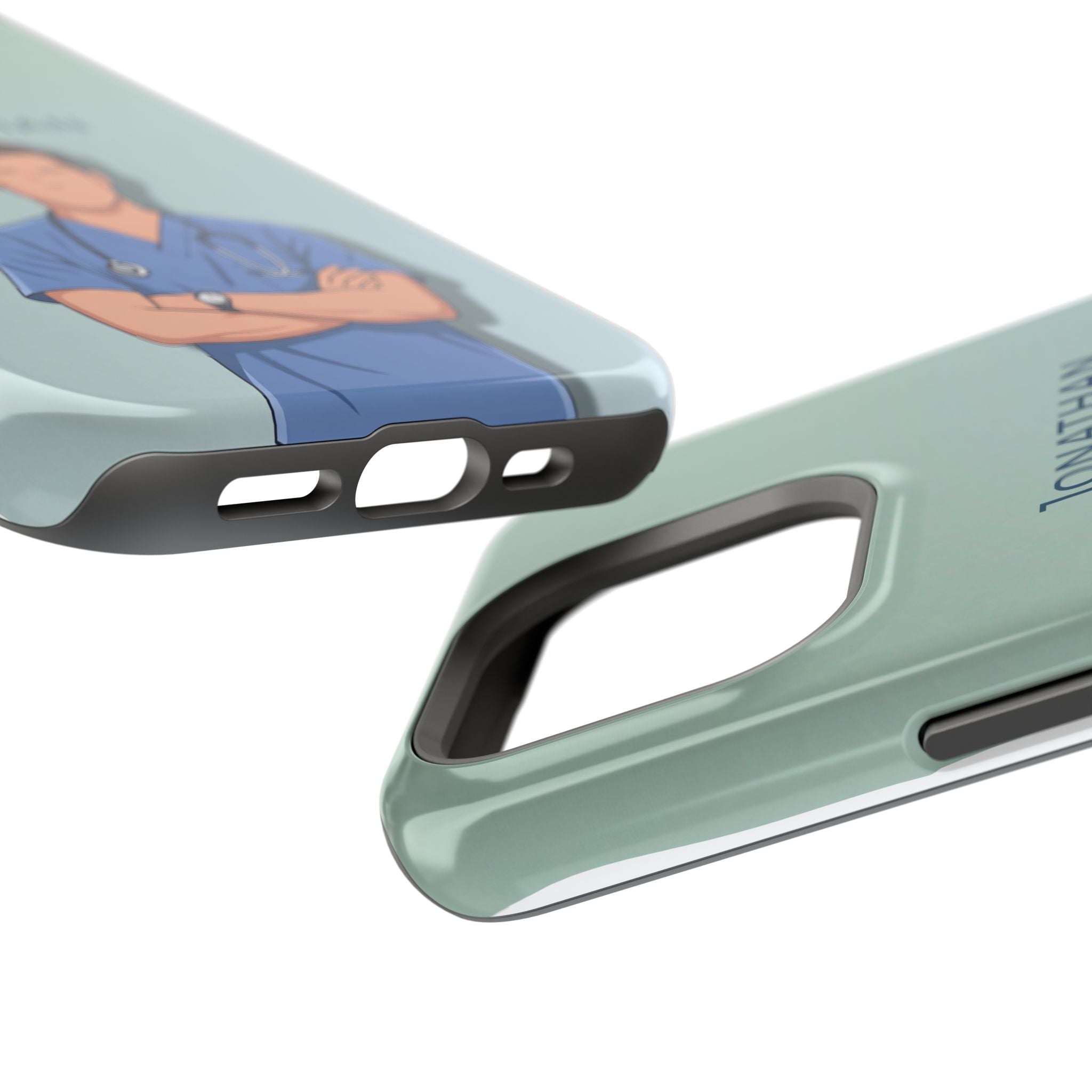 Personalized Nurse Portrait Phone Case — Impact-Resistant Wireless Charging Cover