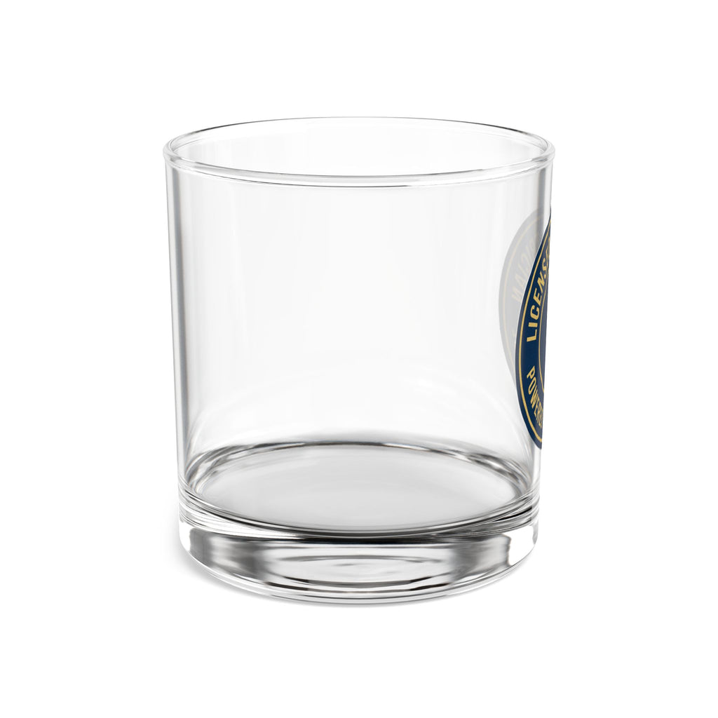 Licensed Electrician Badge Rocks Glass 10oz — Navy & Gold Whiskey Tumbler