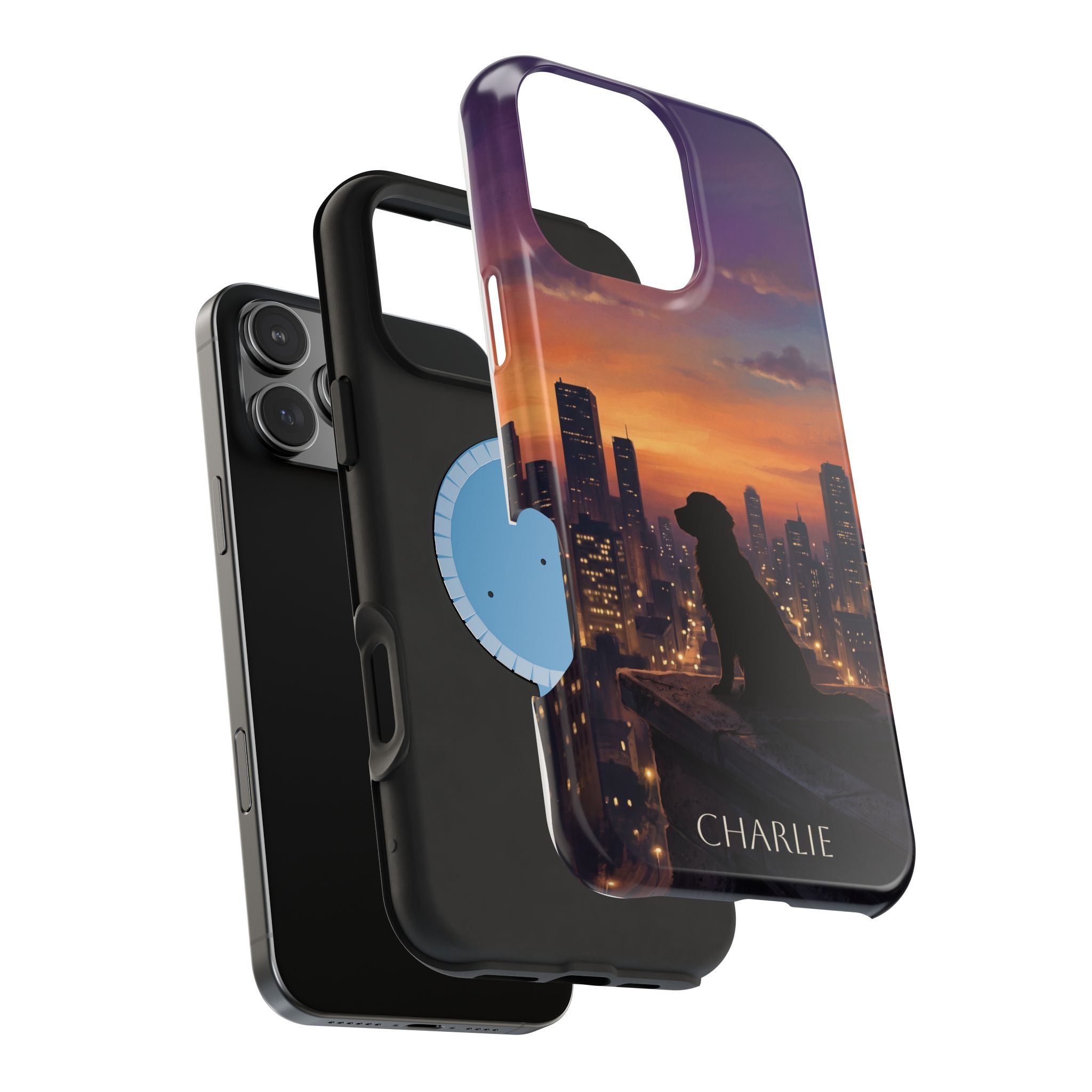 Personalized Golden Retriever City Skyline Phone Case — Wireless Charging Cover