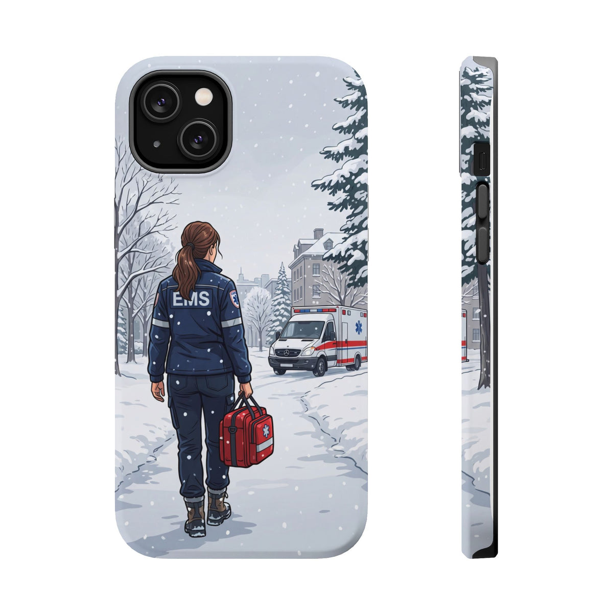 Paramedic/EMT Winter Phone Case — Magnetic Wireless Charging Cover
