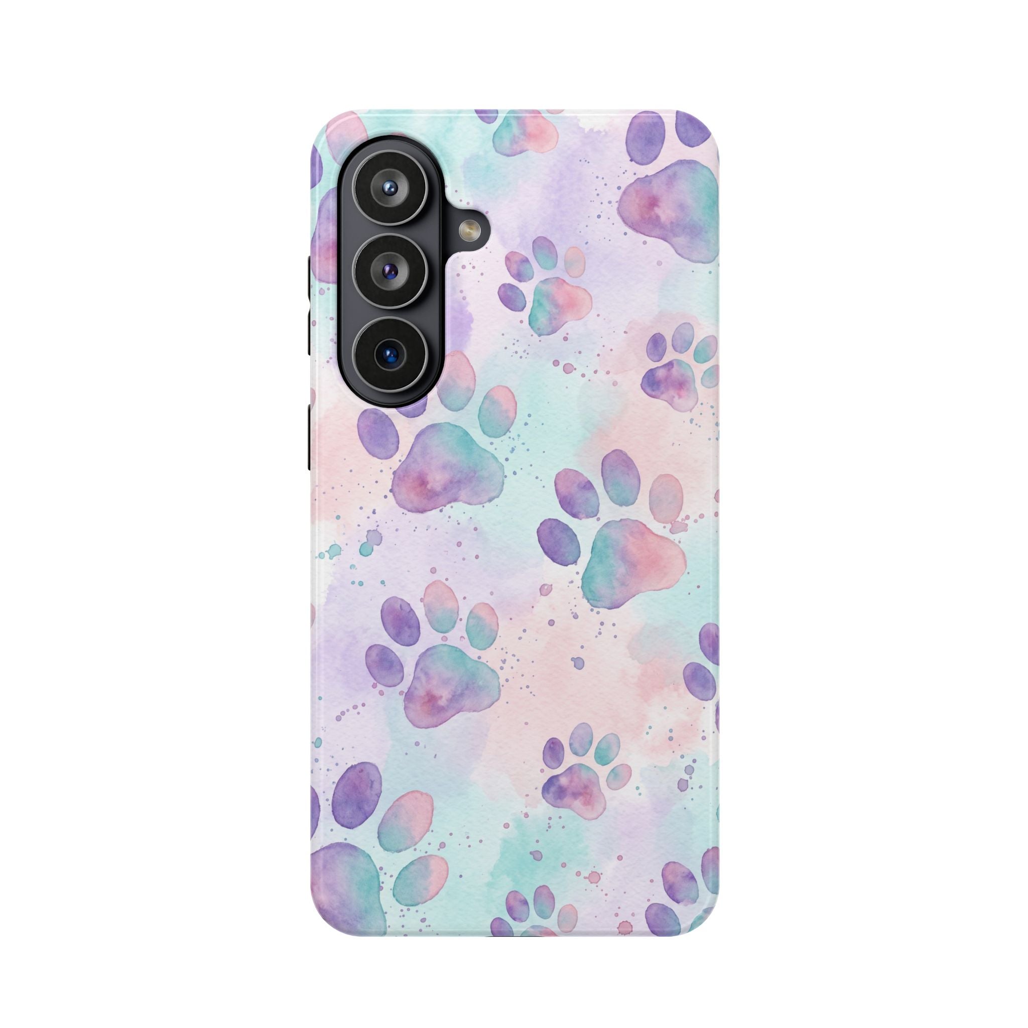Watercolor Paw Print Phone Case — Impact-Resistant Wireless Charging Cover
