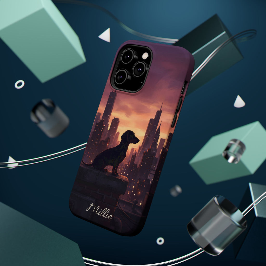 Personalized Dachshund City Skyline Phone Case — Wireless Charging Cover
