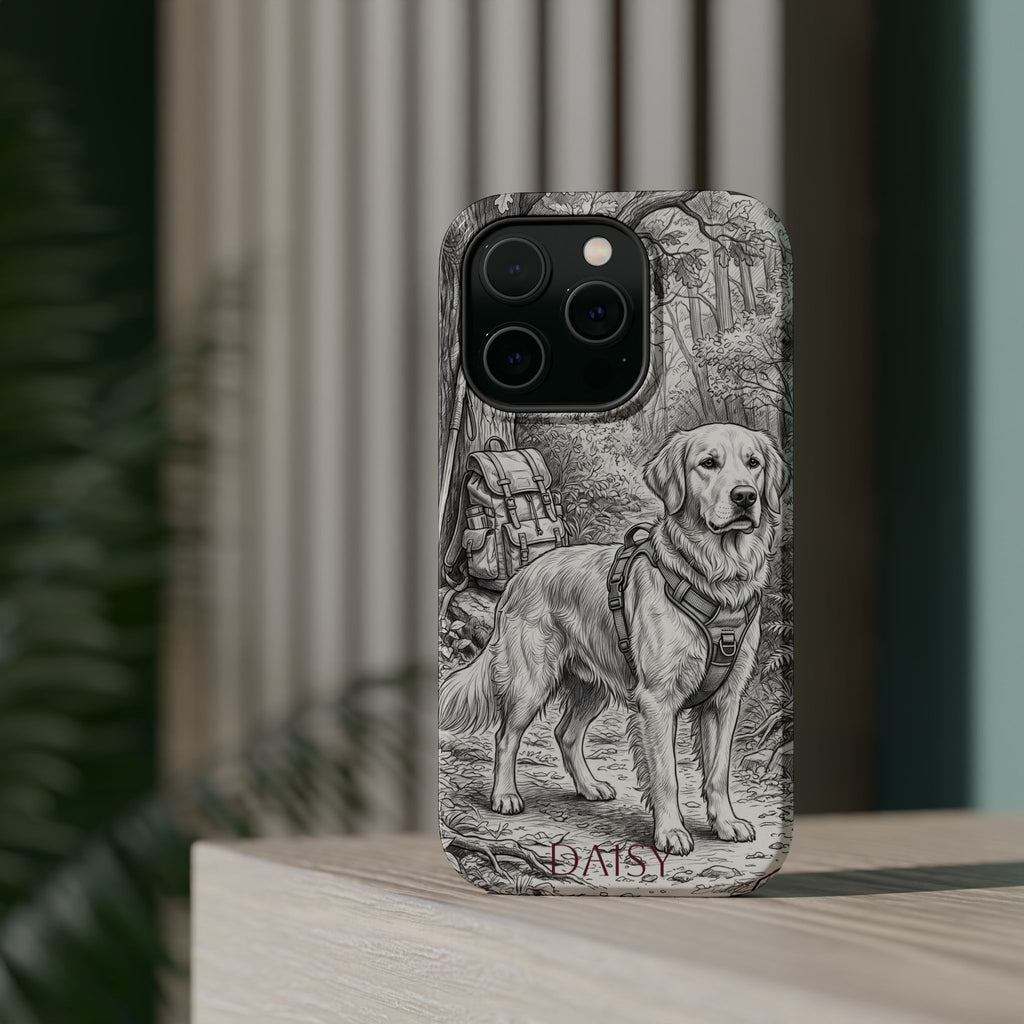 Personalized Golden Retriever Woodland Trail Phone Case — Wireless Charging Cover