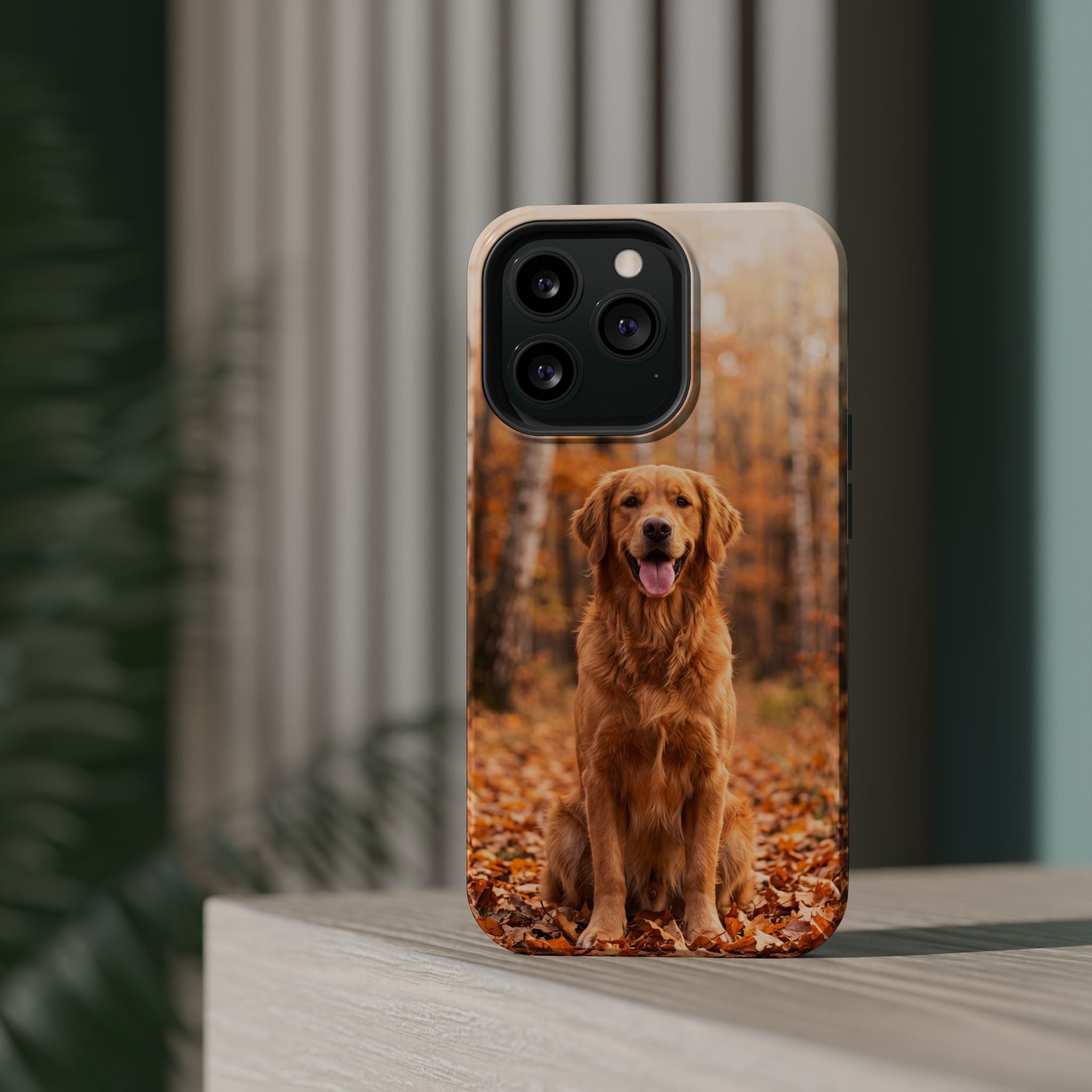 Autumn Golden Retriever Phone Case — Impact-Resistant Wireless Charging Cover