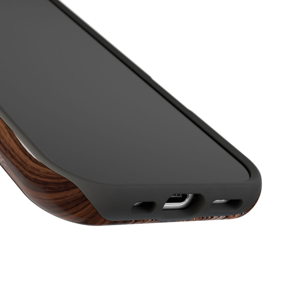 German Shepherd Phone Case | Carved Walnut Art — Tough Magnetic Case with Wireless Charging