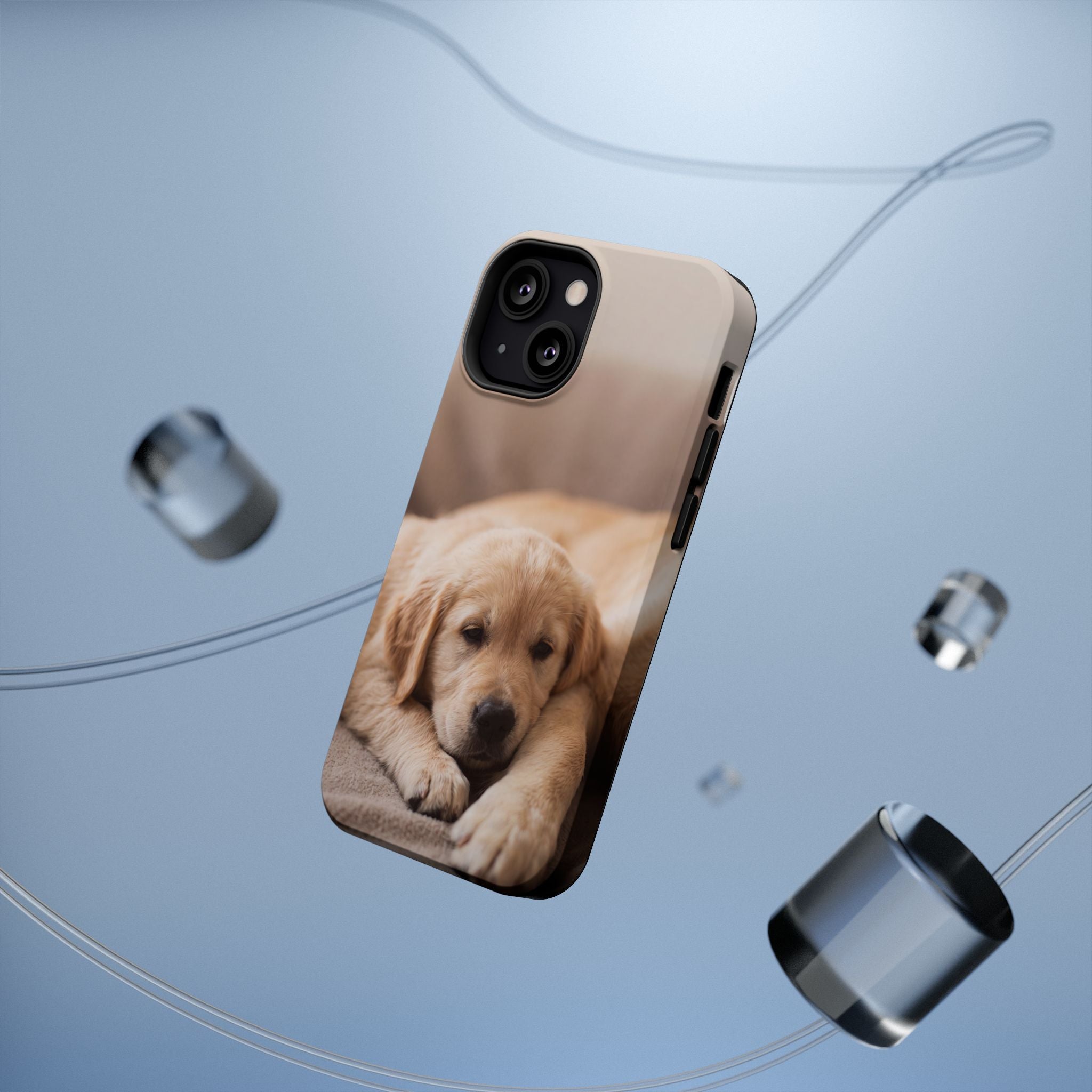 Golden Retriever Puppy Phone Case — Impact-Resistant Wireless Charging Cover