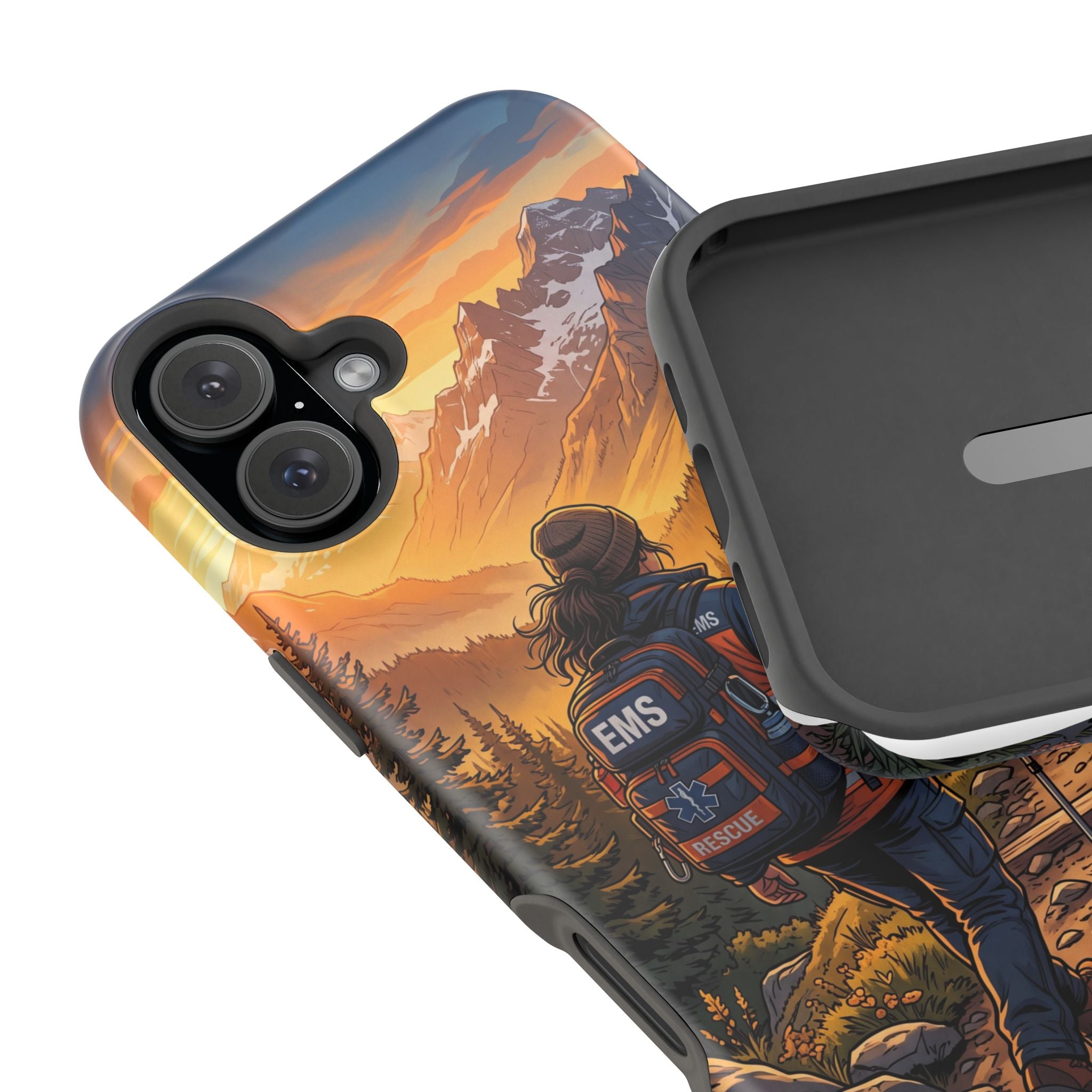 Paramedic/EMT Mountain Phone Case — Magnetic Wireless Charging Cover