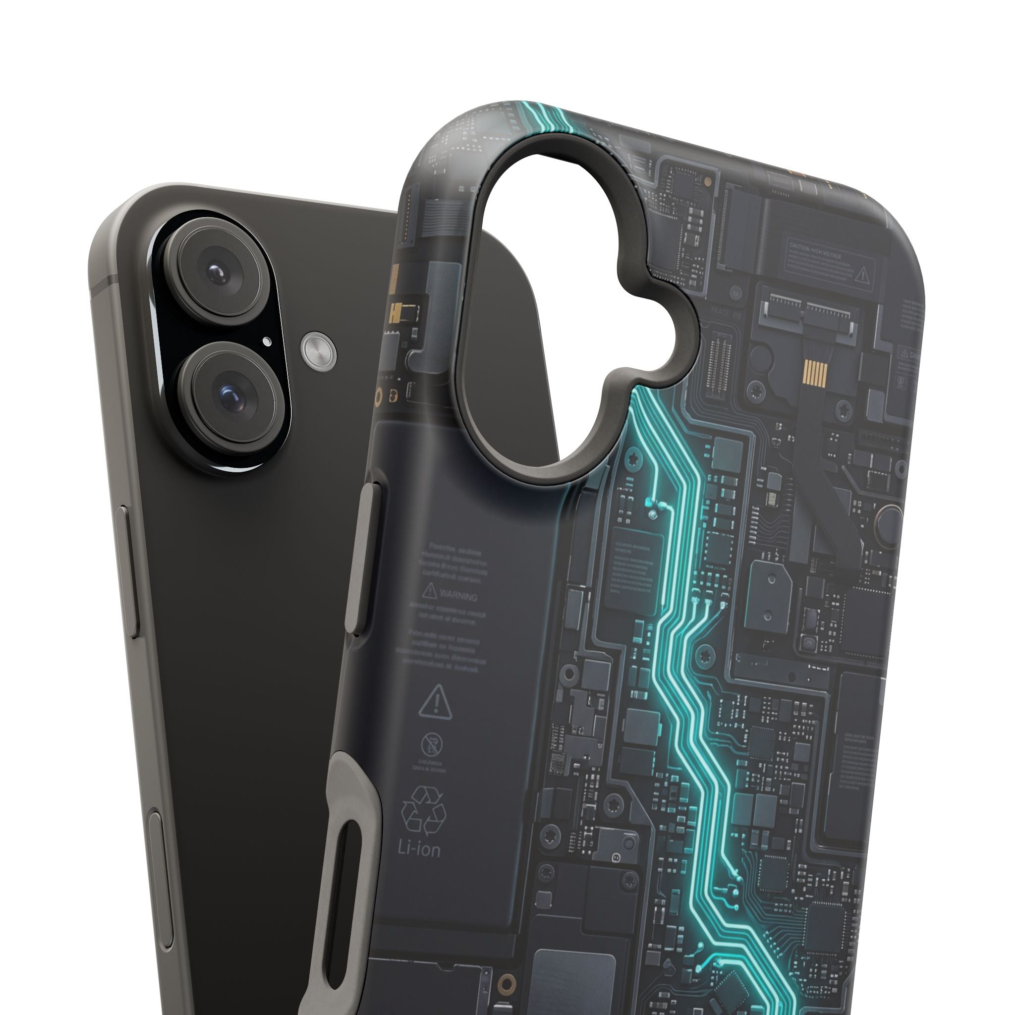 Cyan Bolt Electrician Phone Case — Electric Circuit Wireless Charging Cover