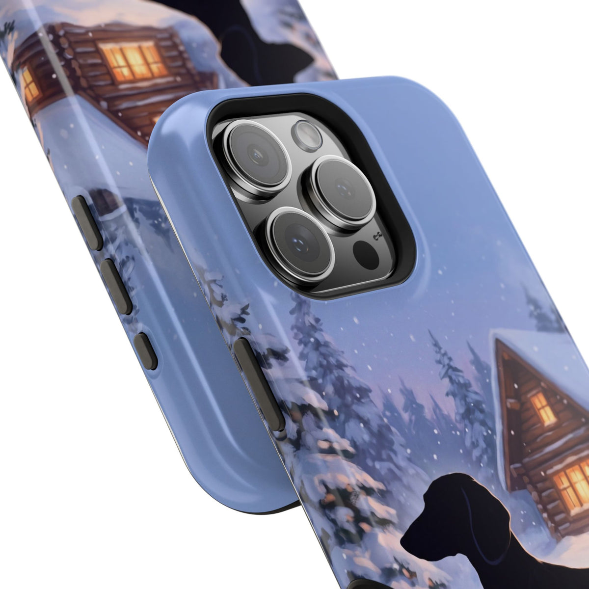 Personalized Dachshund Winter Cabin Phone Case — Wireless Charging Cover