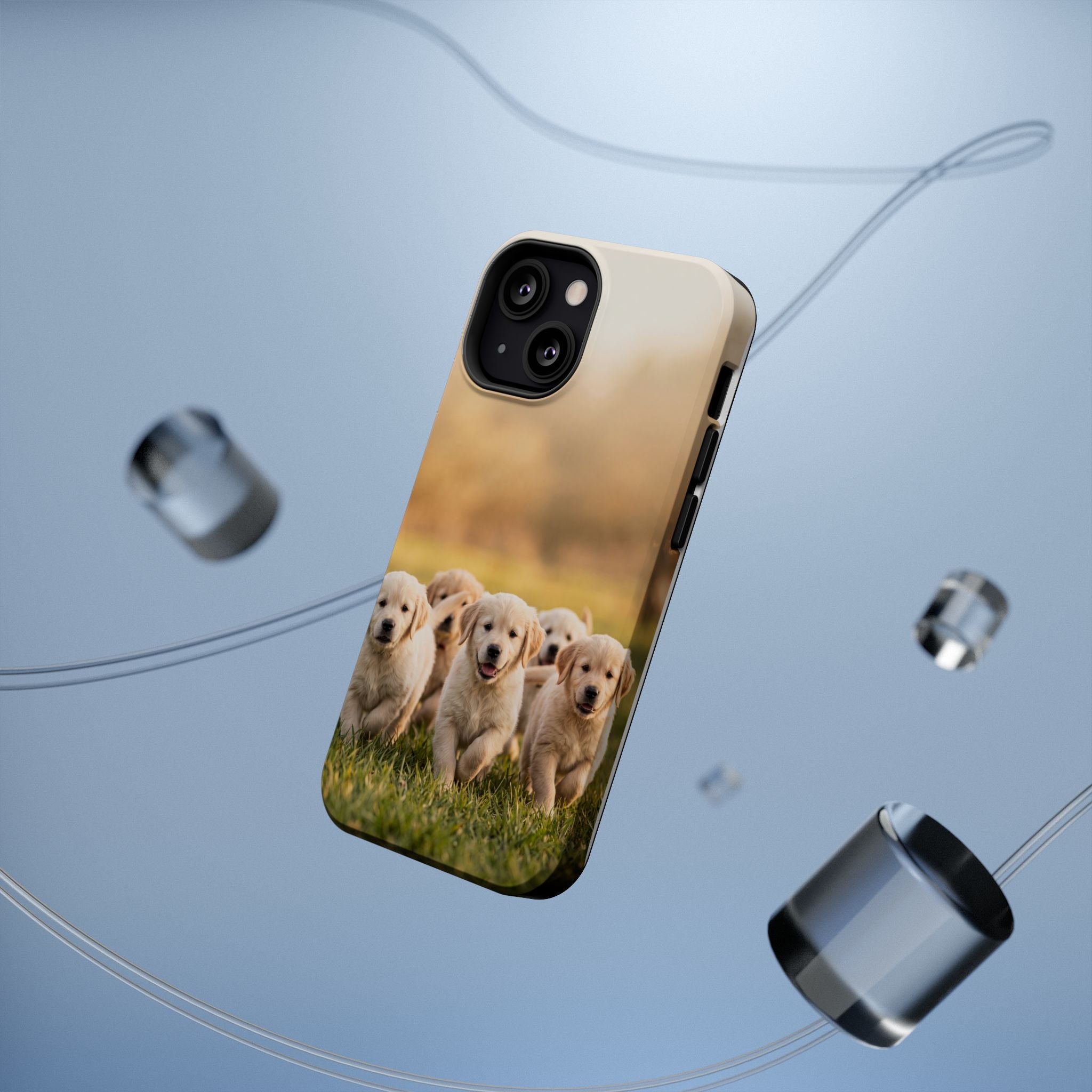 Golden Retriever Puppies Phone Case — Impact-Resistant Wireless Charging Cover