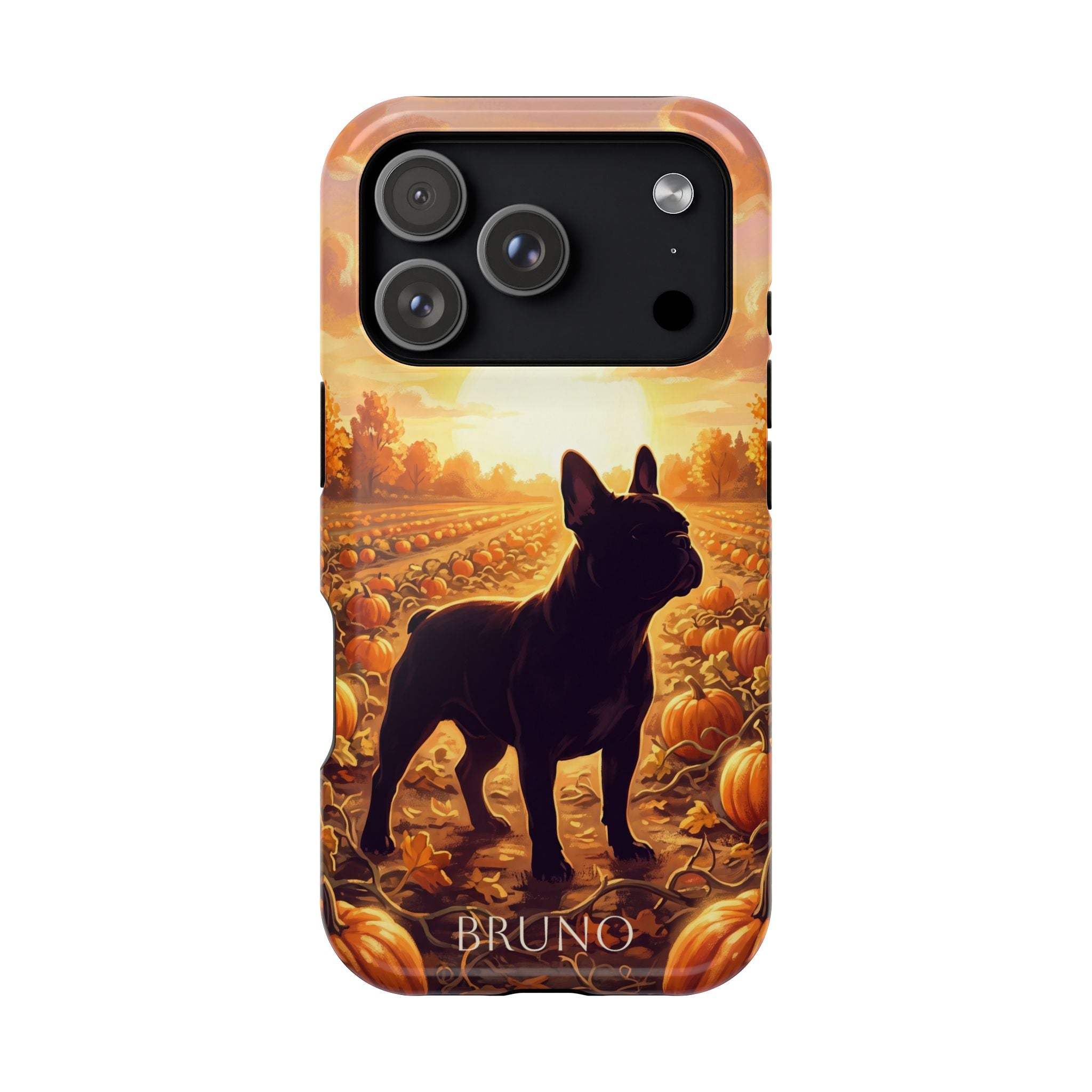 Personalized French Bulldog Pumpkin Patch Phone Case — Wireless Charging Cover