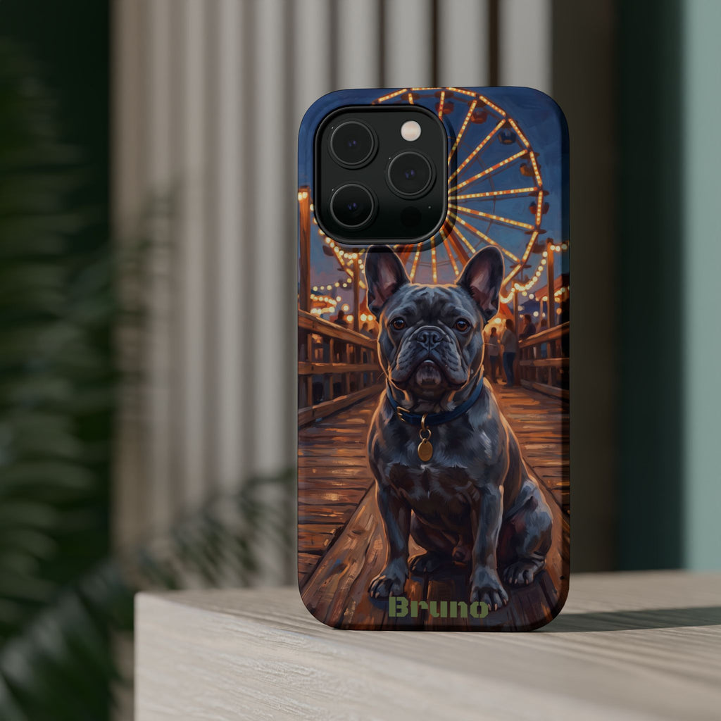 Personalized French Bulldog Pier Lights Phone Case — Wireless Charging Cover