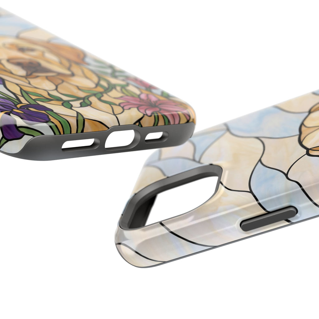 Floral Stained Glass Labrador Phone Case — Tough Magnetic Case with Wireless Charging