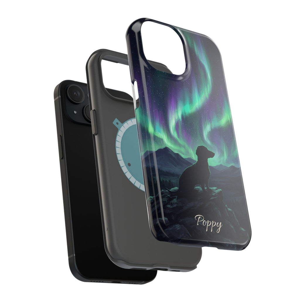 Personalized Dachshund Northern Lights Phone Case — Wireless Charging Cover