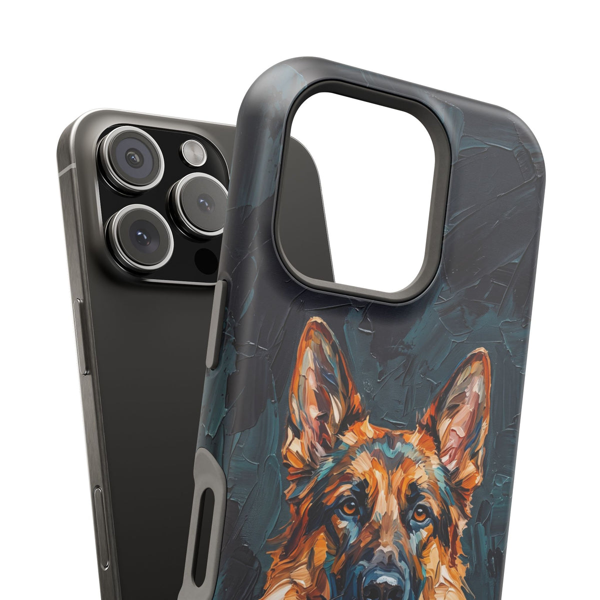 German Shepherd Phone Case | Palette Knife Painting Art — Tough Magnetic Case with Wireless Charging