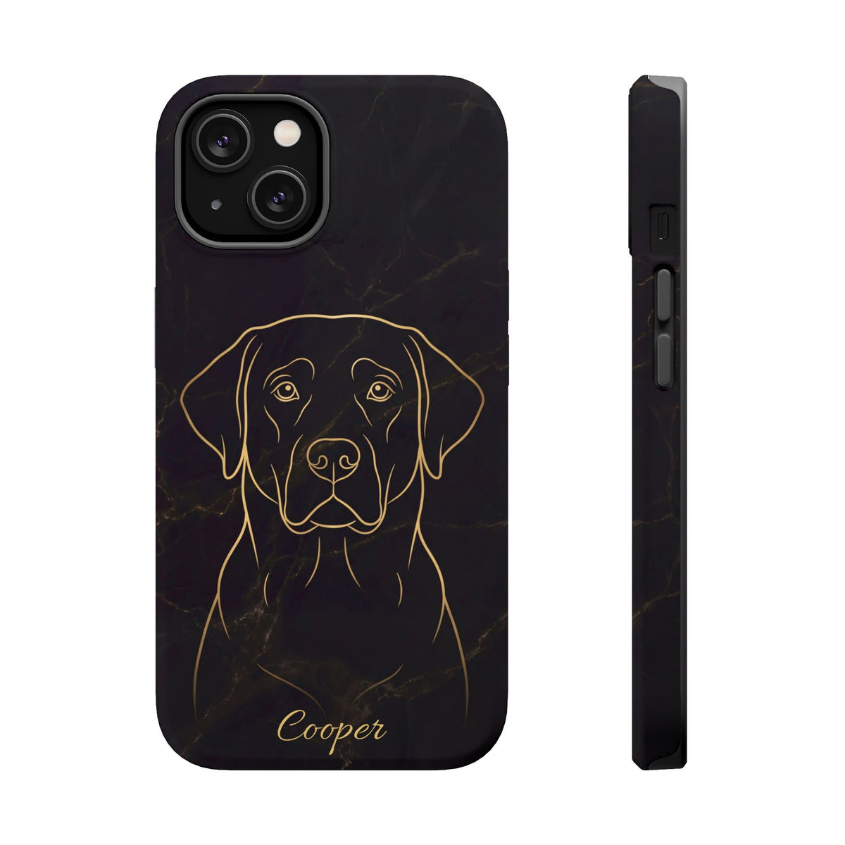 Personalized Gold Line Art Labrador Phone Case — Tough Magnetic Case with Wireless Charging