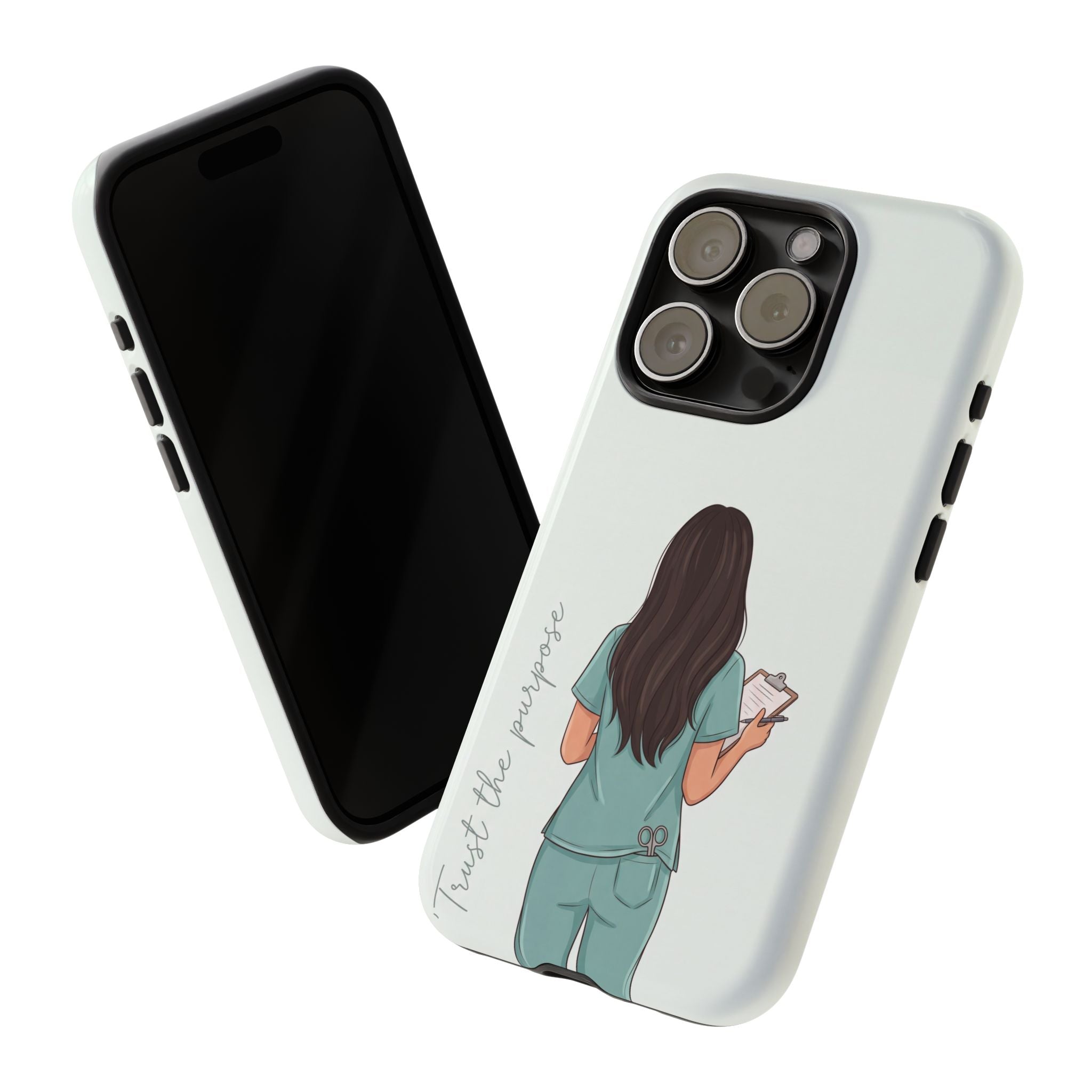 "Trust the Purpose" Nurse Phone Case | Illustrated Nurse in Scrubs Design | iPhone & Samsung