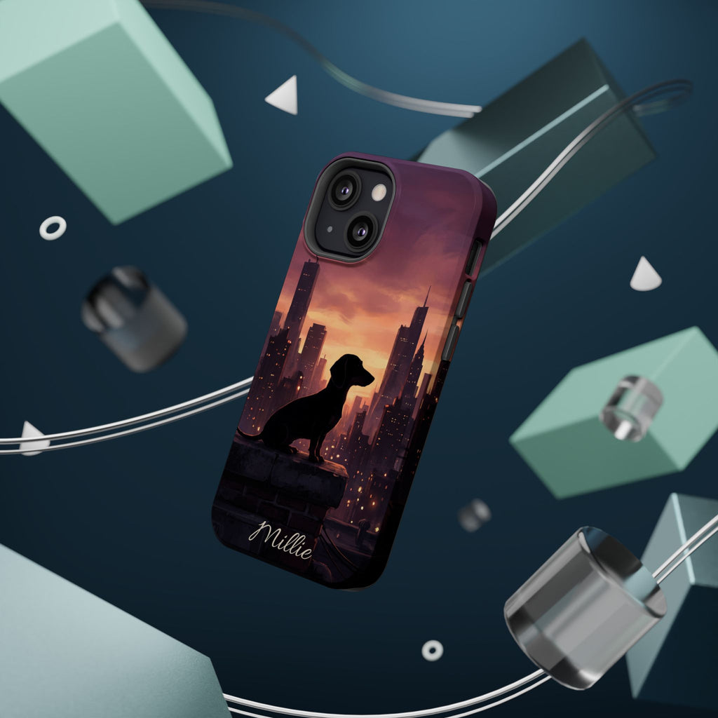 Personalized Dachshund City Skyline Phone Case — Wireless Charging Cover