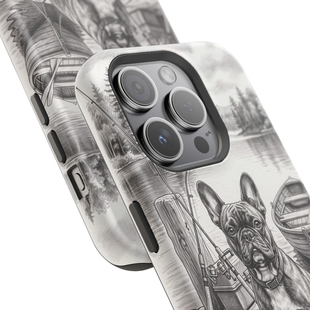 Personalized French Bulldog Lakeside Dock Phone Case — Wireless Charging Cover