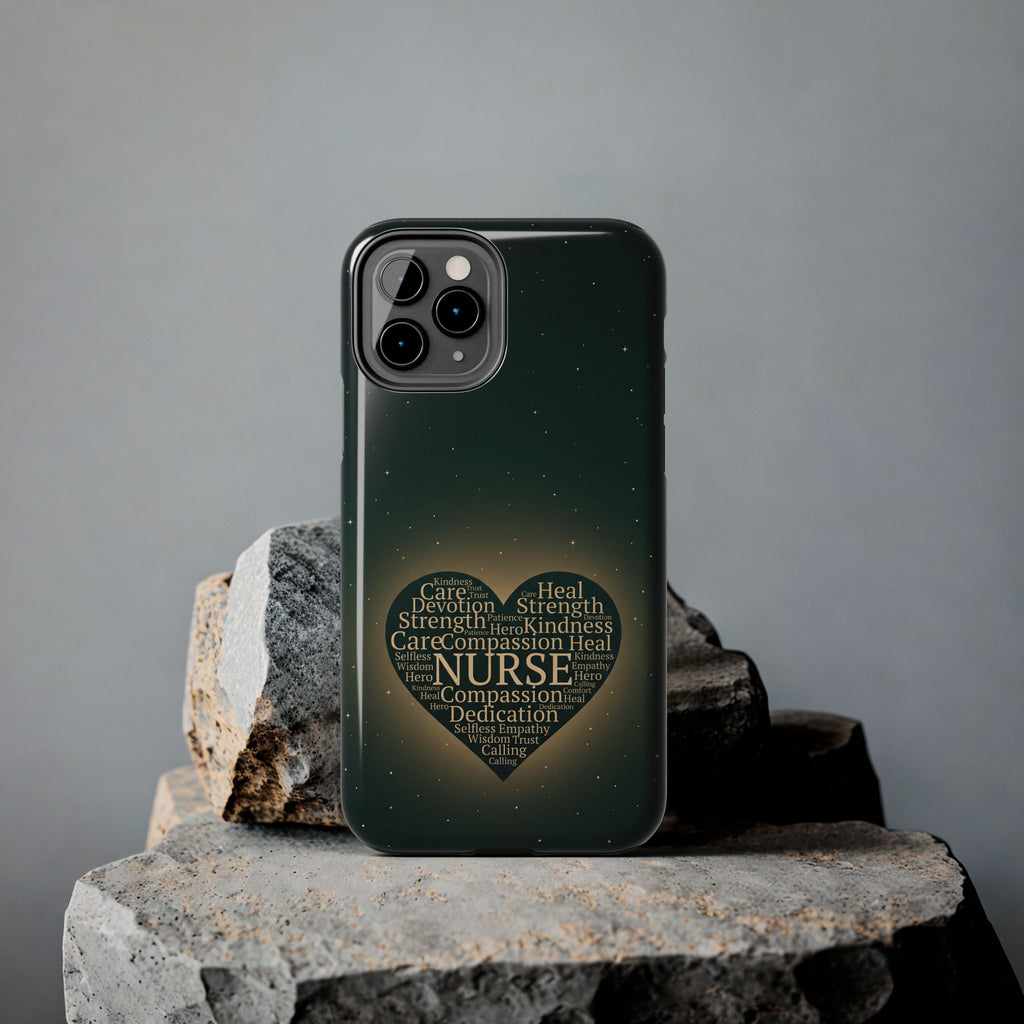 Nurse Heart Tough Phone Case — Inspirational Word Cloud Tribute - iphone and Samsung Galaxy series