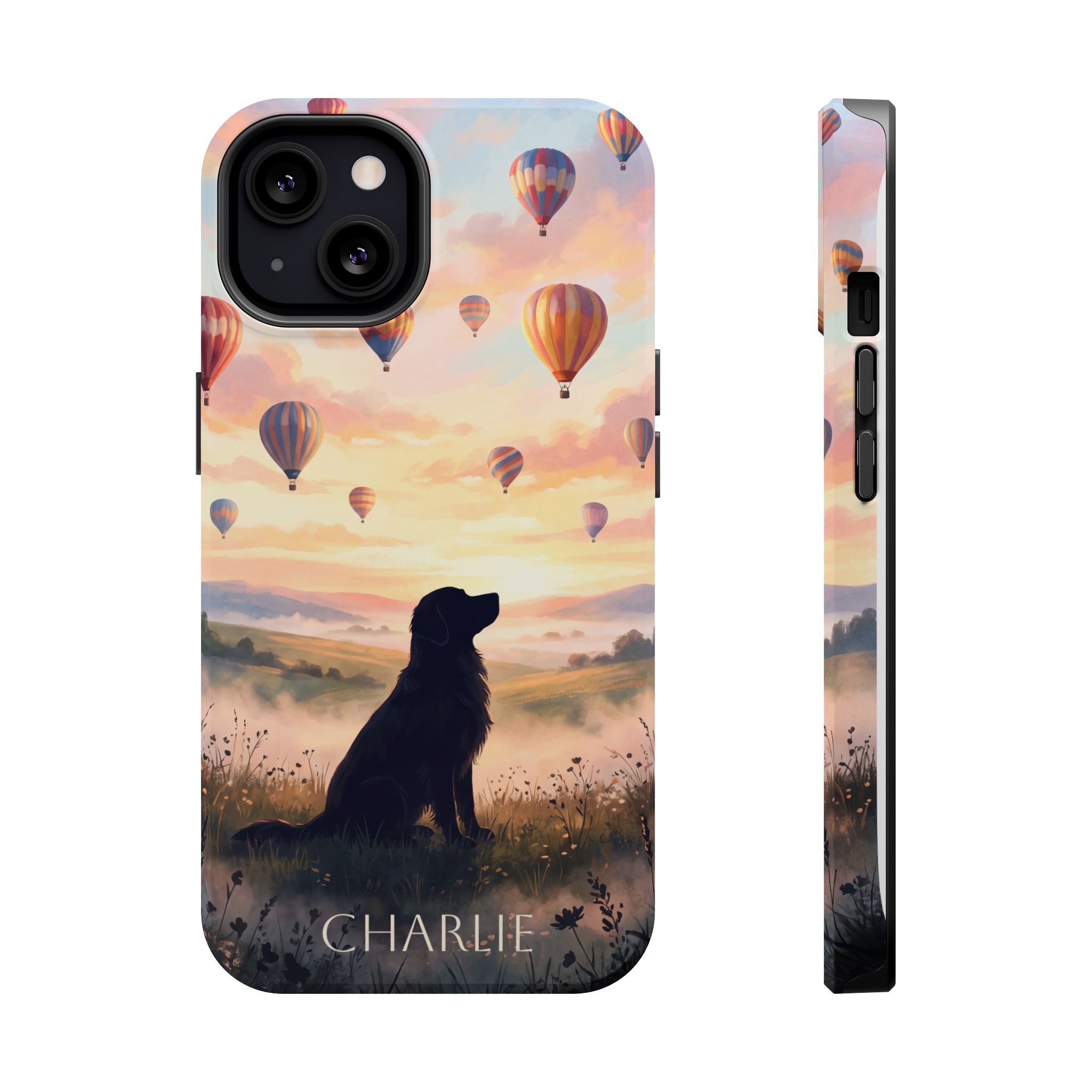 Personalized Golden Retriever Hot Air Balloon Phone Case — Wireless Charging Cover