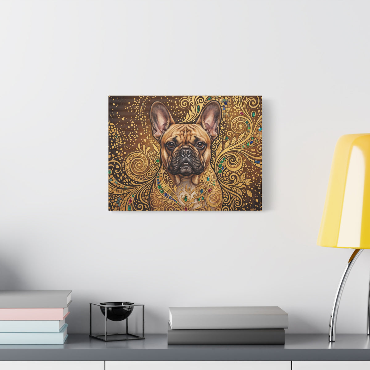 French Bulldog Canvas | Gilded Gold Swirl Wall Art