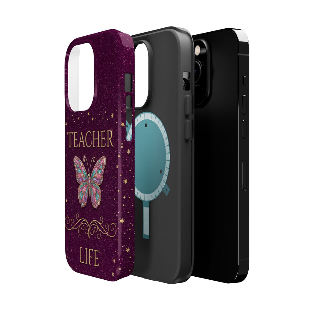 Teacher Life Glitter Butterfly Phone Case — Wireless Charging Cover