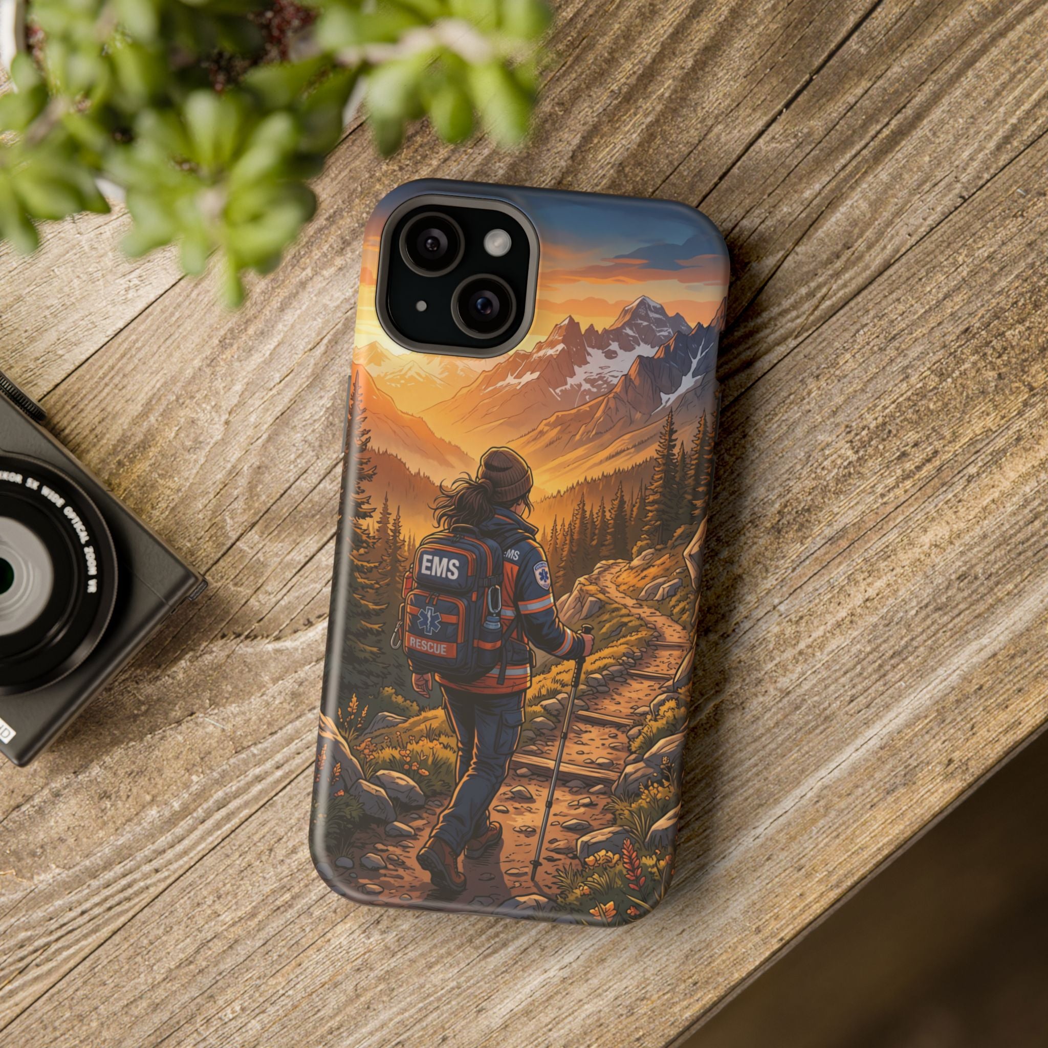 Paramedic/EMT Mountain Phone Case — Magnetic Wireless Charging Cover