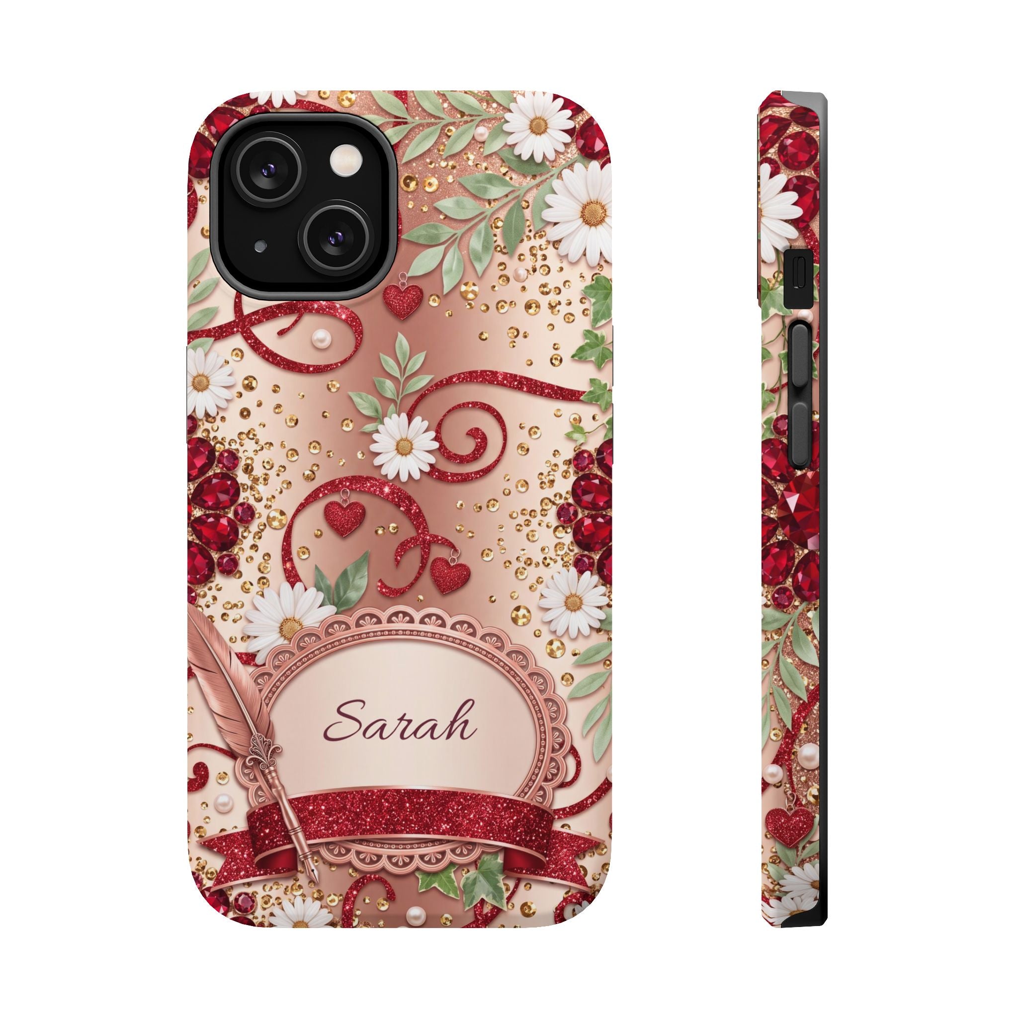 Personalized Vintage Floral Teacher Phone Case — Wireless Charging Cover