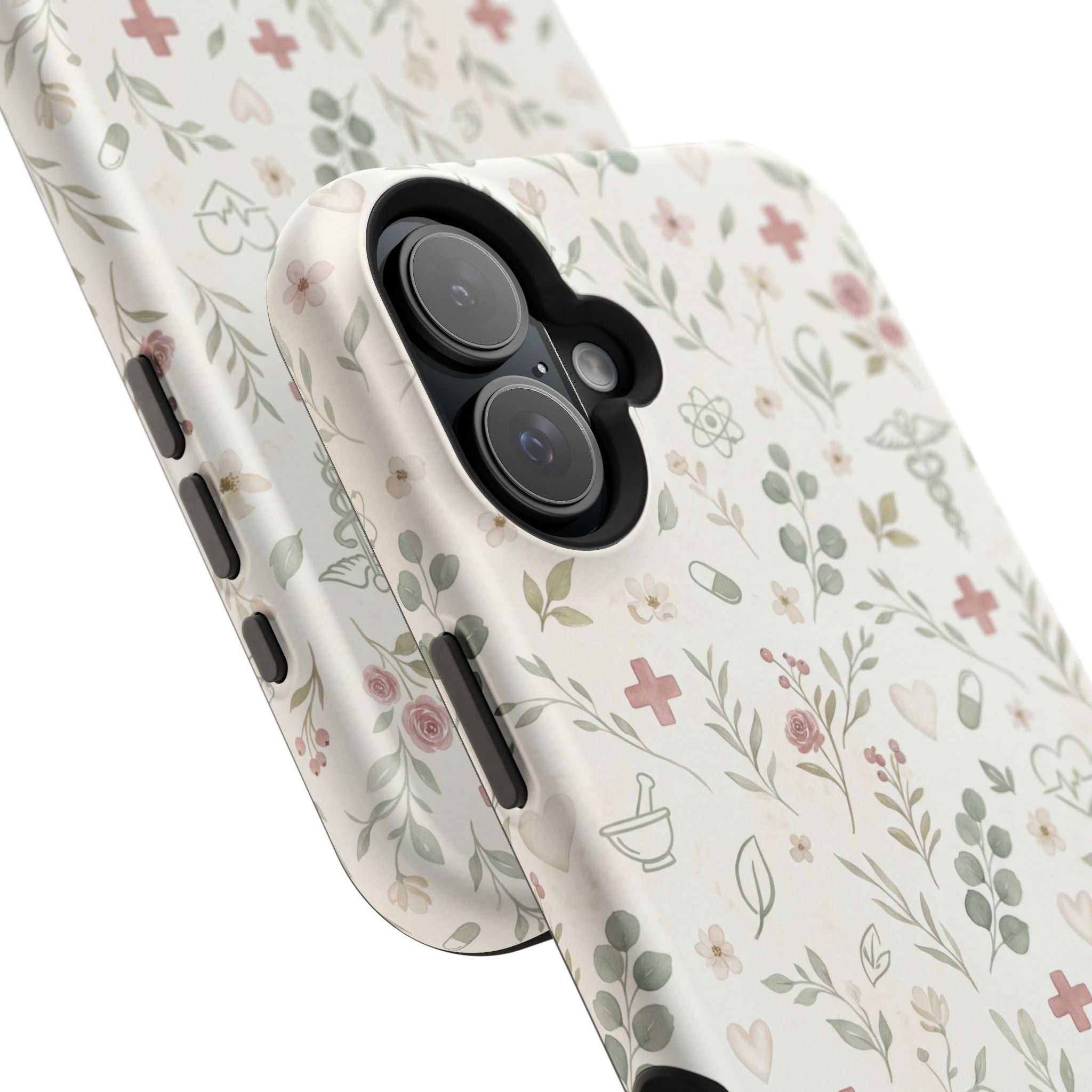Floral Nurse Phone Case — Impact-Resistant Wireless Charging Cover
