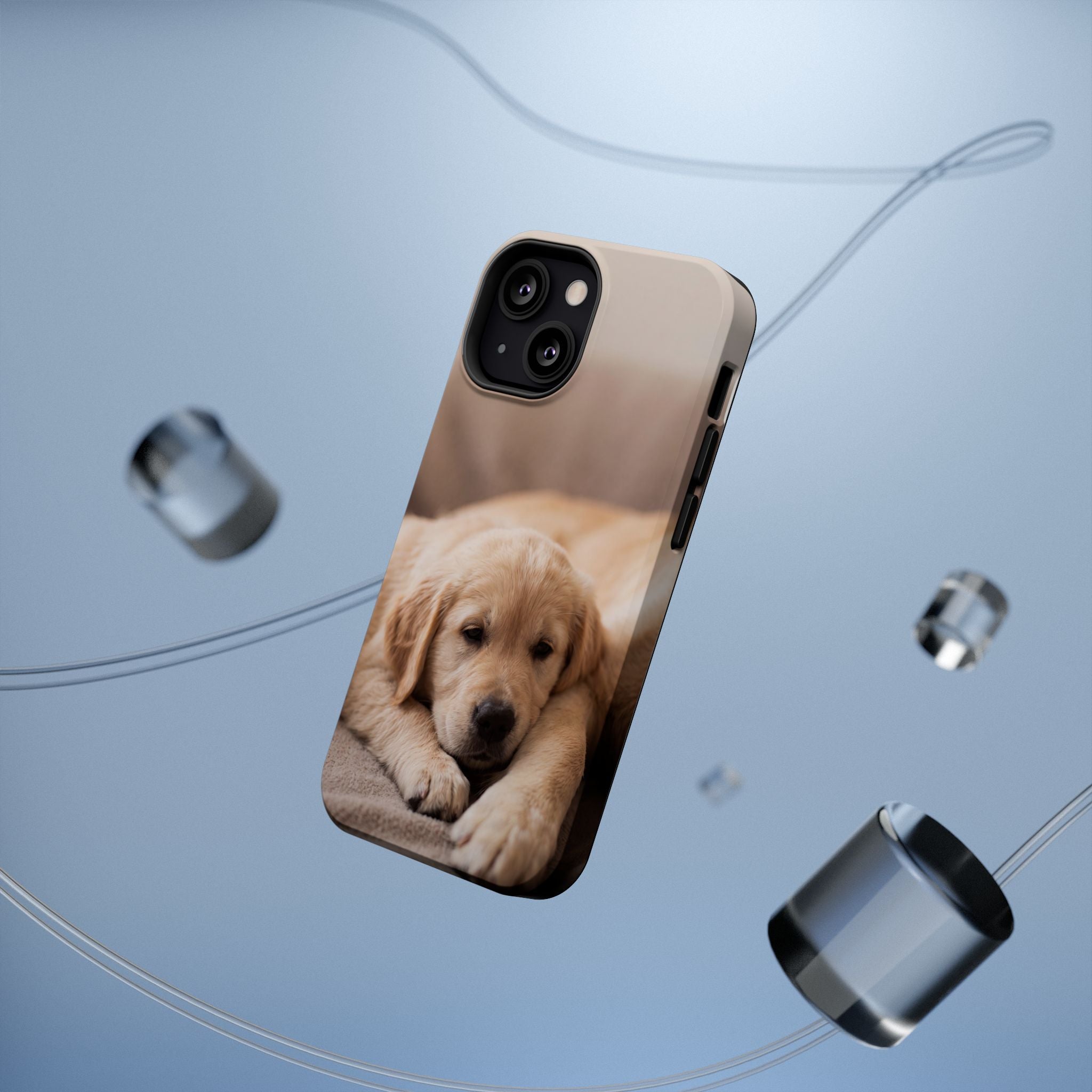 Golden Retriever Puppy Phone Case — Impact-Resistant Wireless Charging Cover