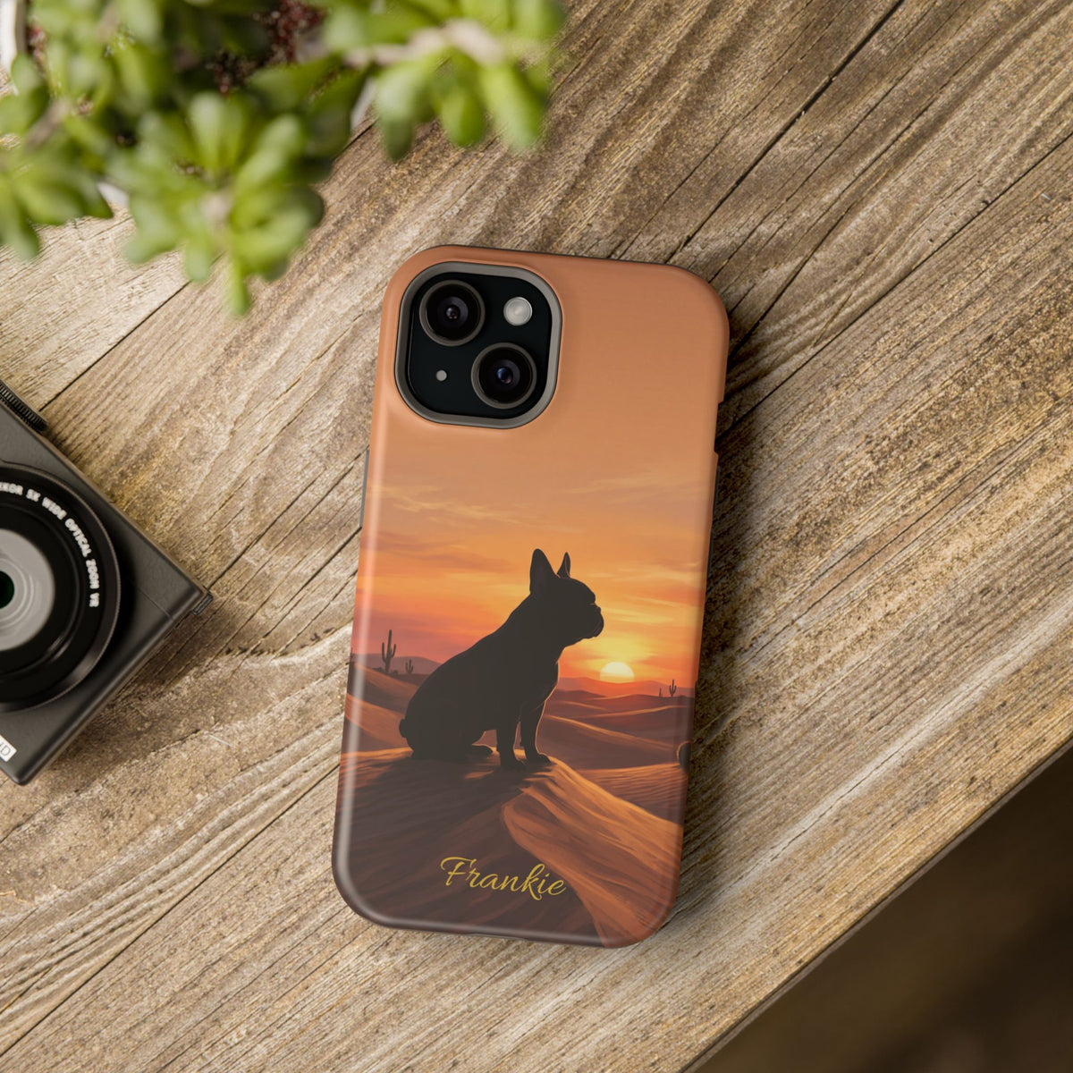 Personalized French Bulldog Desert Sunset Phone Case — Wireless Charging Cover