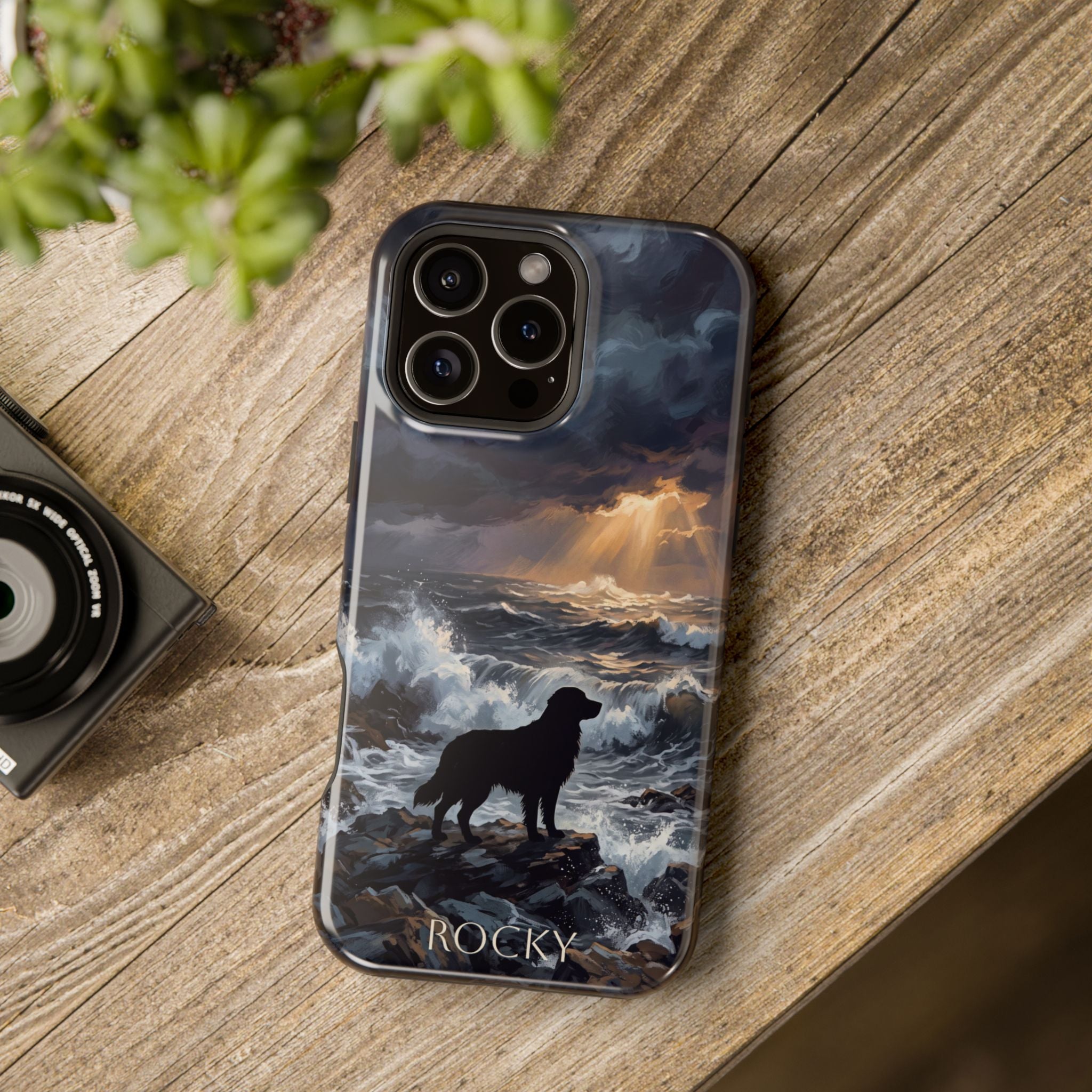 Personalized Golden Retriever Stormy Sea Phone Case — Wireless Charging Cover