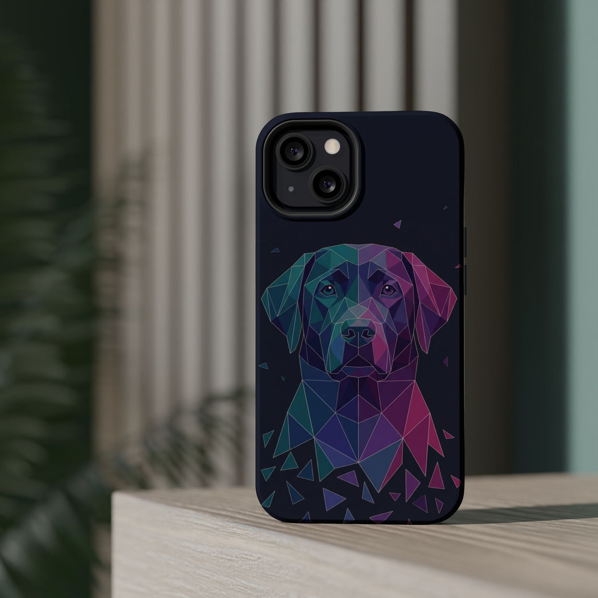 Geometric Labrador Phone Case — Tough Magnetic Case with Wireless Charging
