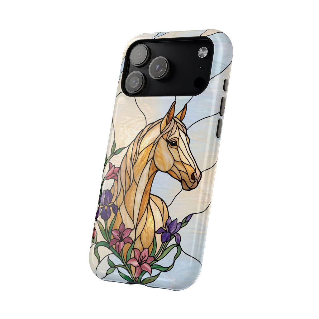 Floral Stained Glass Horse Phone Case — Tough Magnetic Case with Wireless Charging