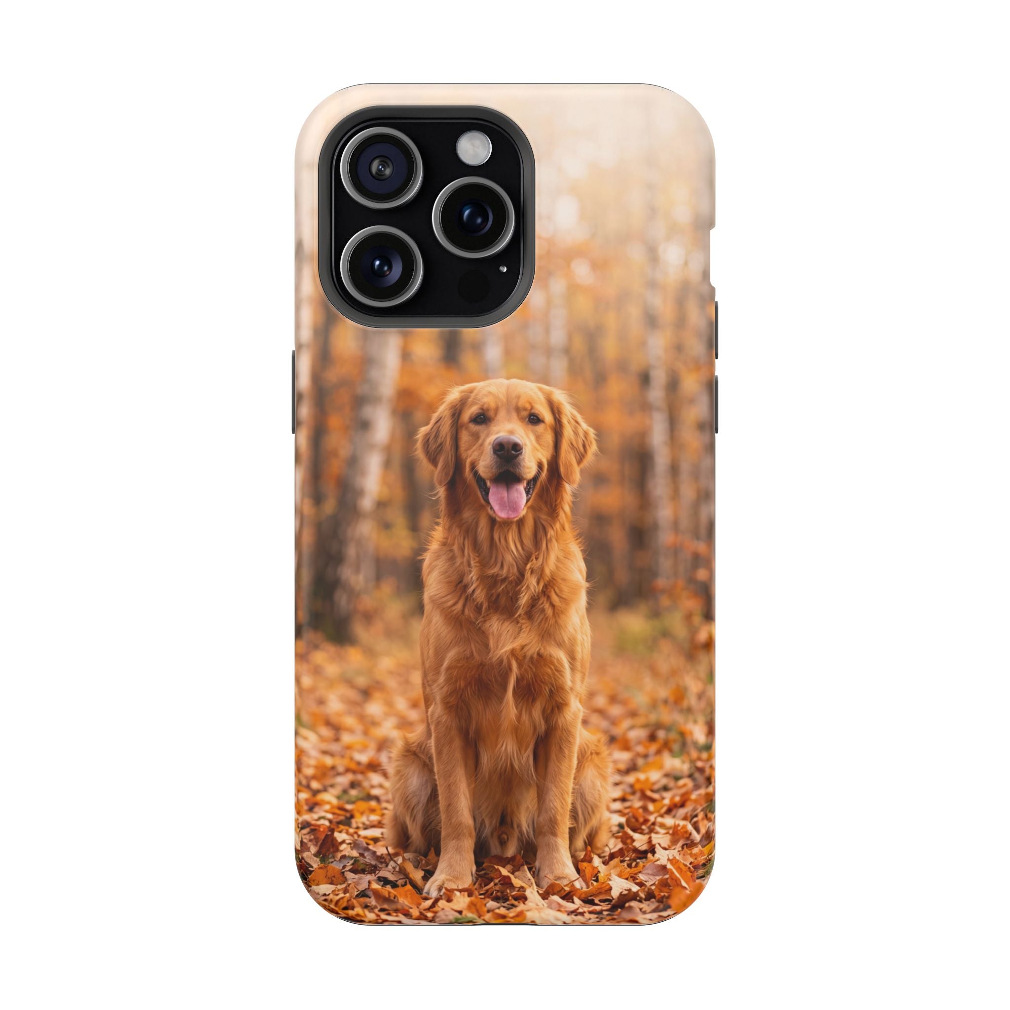 Autumn Golden Retriever Phone Case — Impact-Resistant Wireless Charging Cover