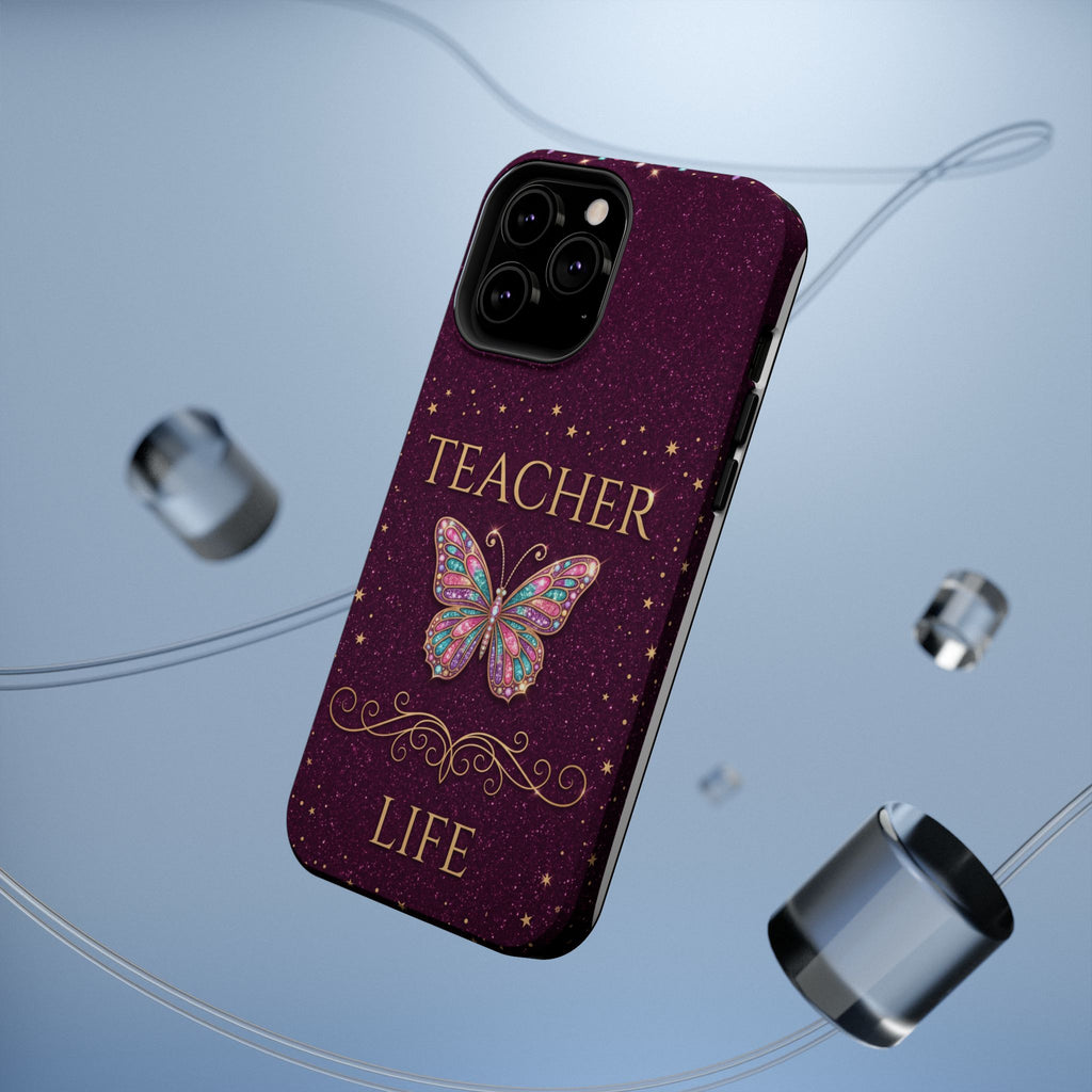 Teacher Life Glitter Butterfly Phone Case — Wireless Charging Cover
