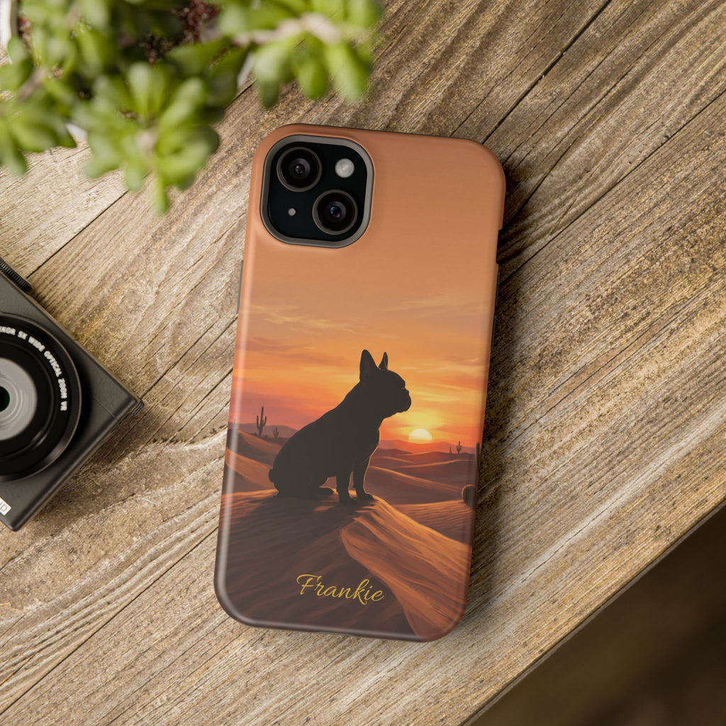 Personalized French Bulldog Desert Sunset Phone Case — Wireless Charging Cover