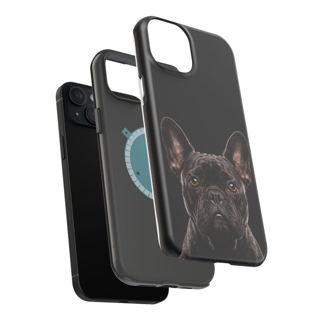 Black French Bulldog Phone Case — Impact-Resistant Wireless Charging Cover